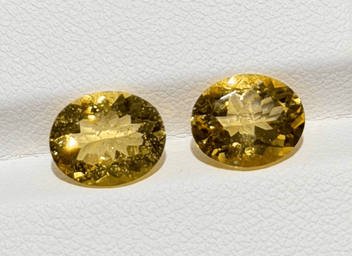 Luxury Promise 4.19ct Yellow Heliodor oval pair ( golden beryl) DXBCS4348