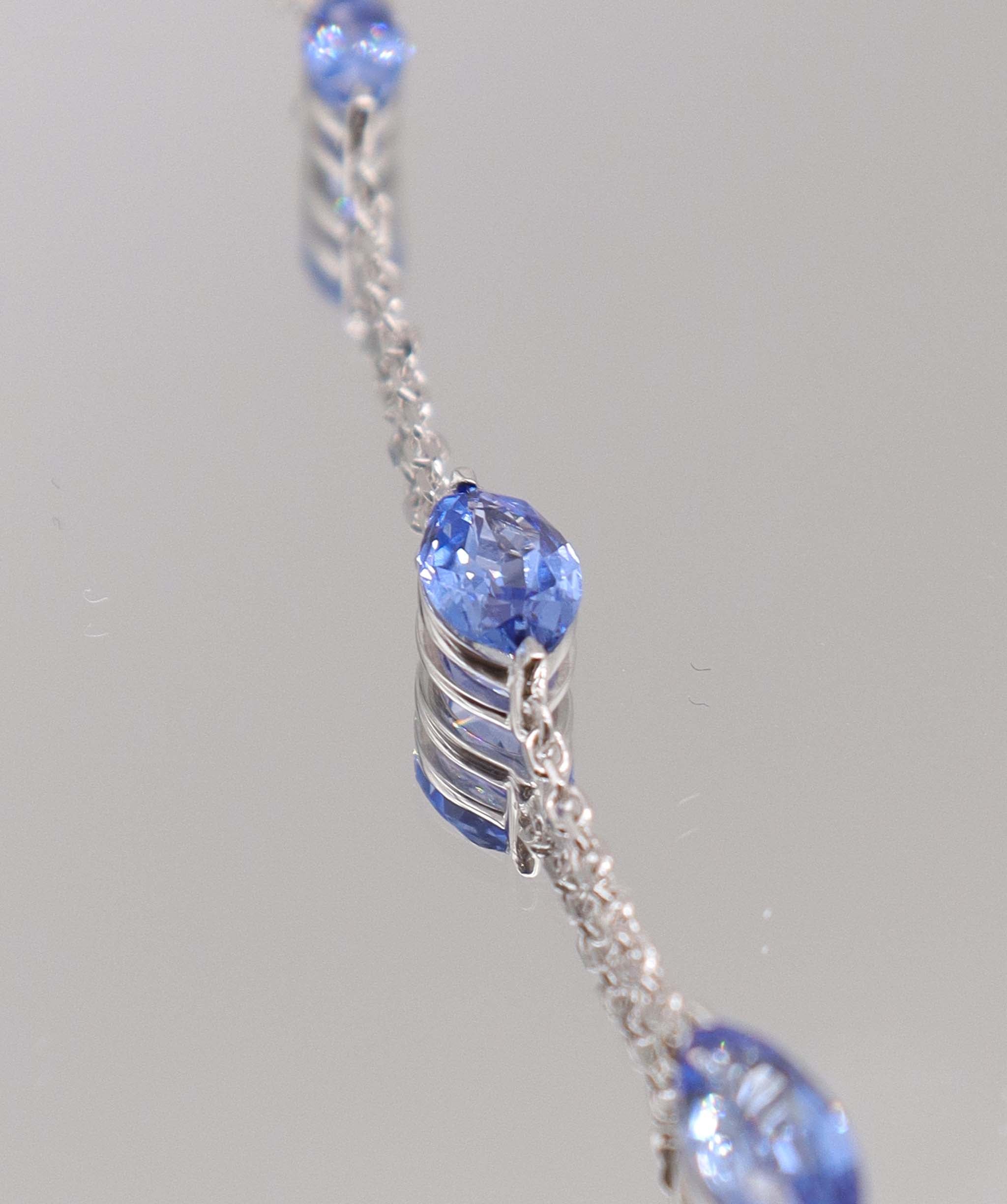 Luxury Promise 4.27CT NATURAL UNHEATED CORNFLOWER BLUE SAPP HAND CHAIN (5 PCS 18K WG) MS 8993
