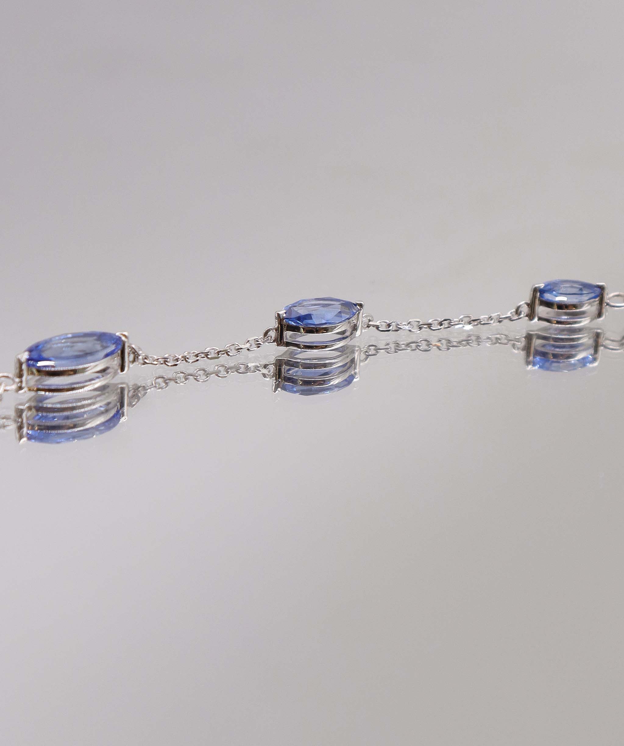 Luxury Promise 4.27CT NATURAL UNHEATED CORNFLOWER BLUE SAPP HAND CHAIN (5 PCS 18K WG) MS 8993