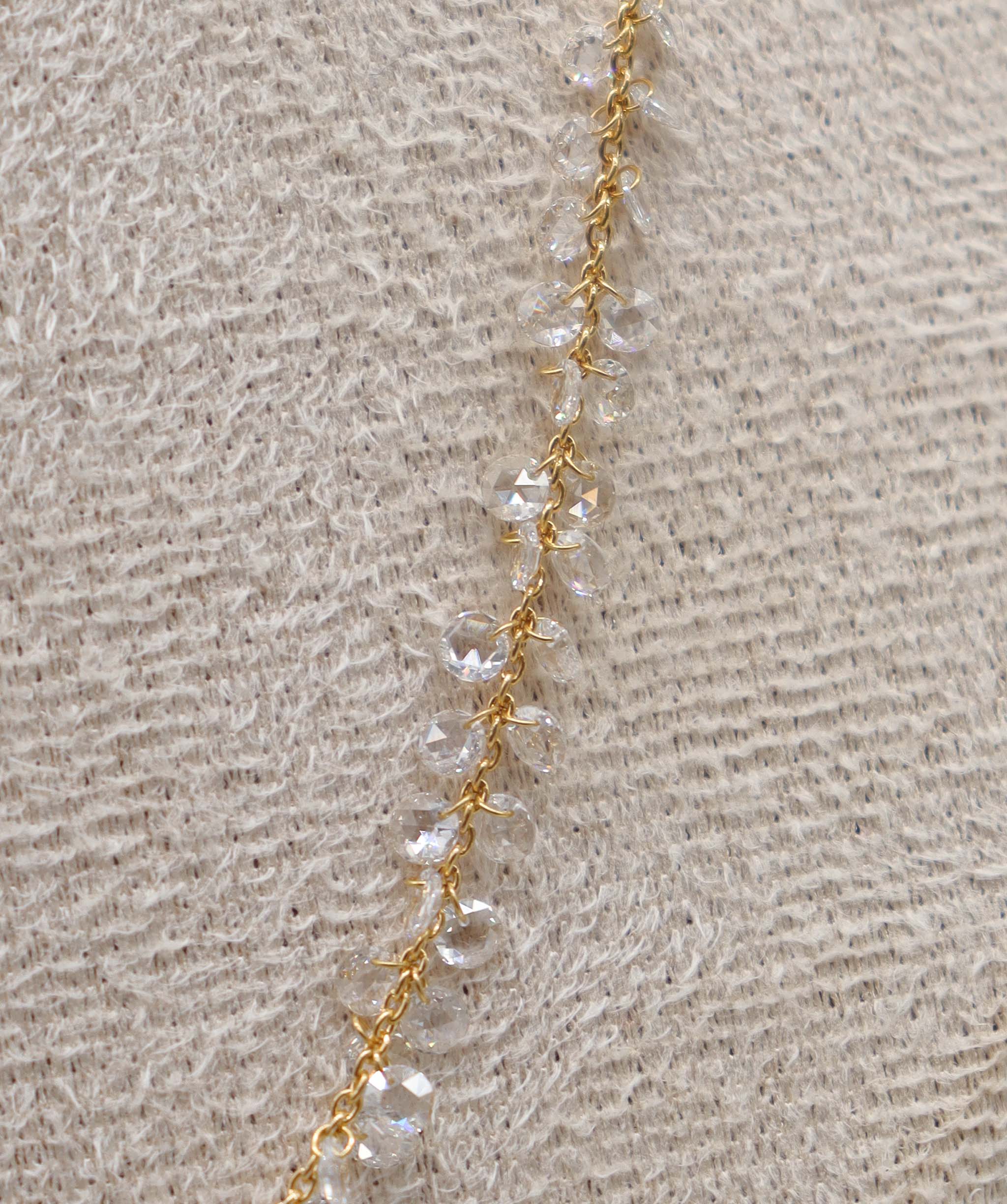 Luxury Promise 4.45ct WHITE ROSECUT NECKLACE C12587