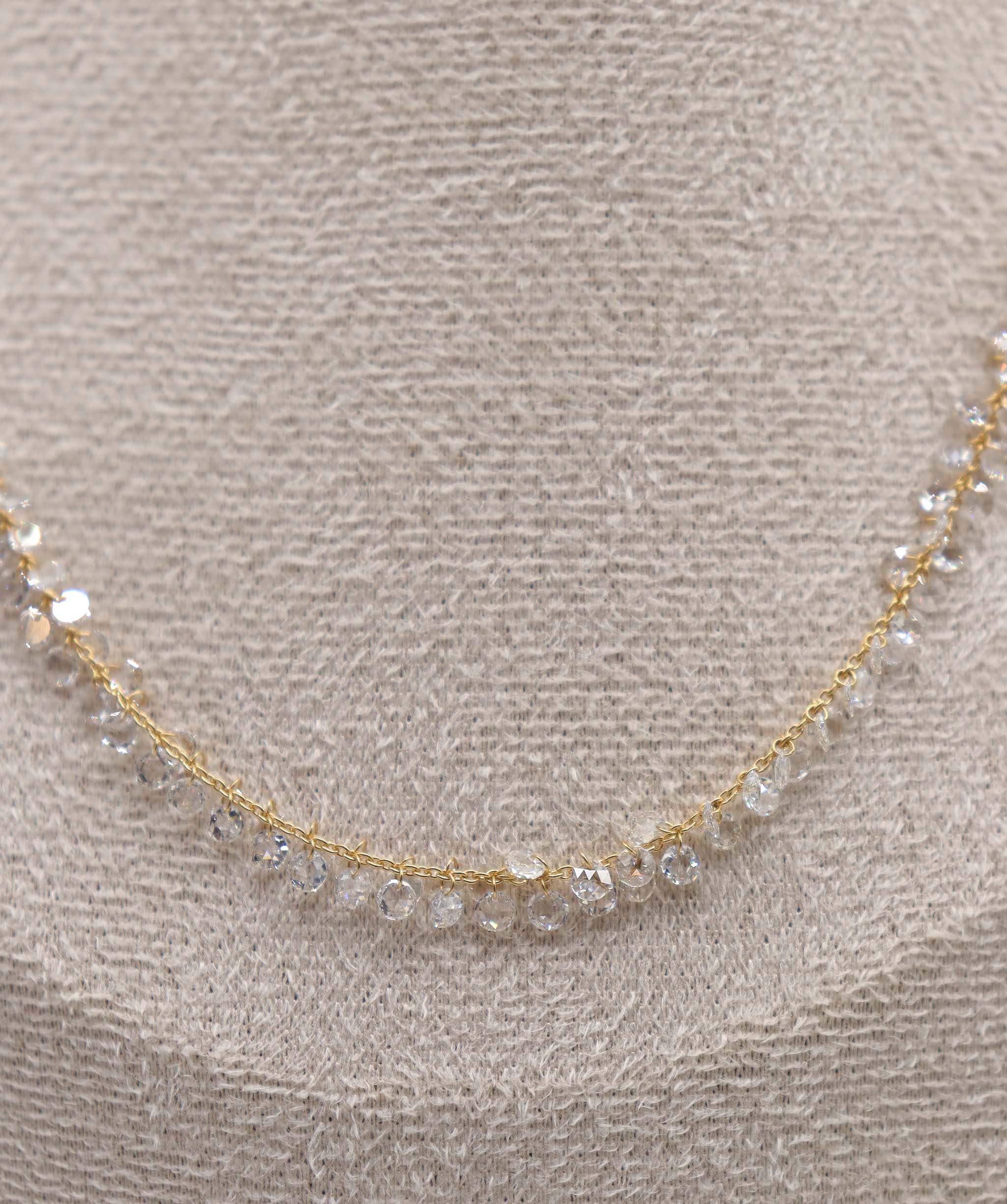 Luxury Promise 4.45ct WHITE ROSECUT NECKLACE C12587