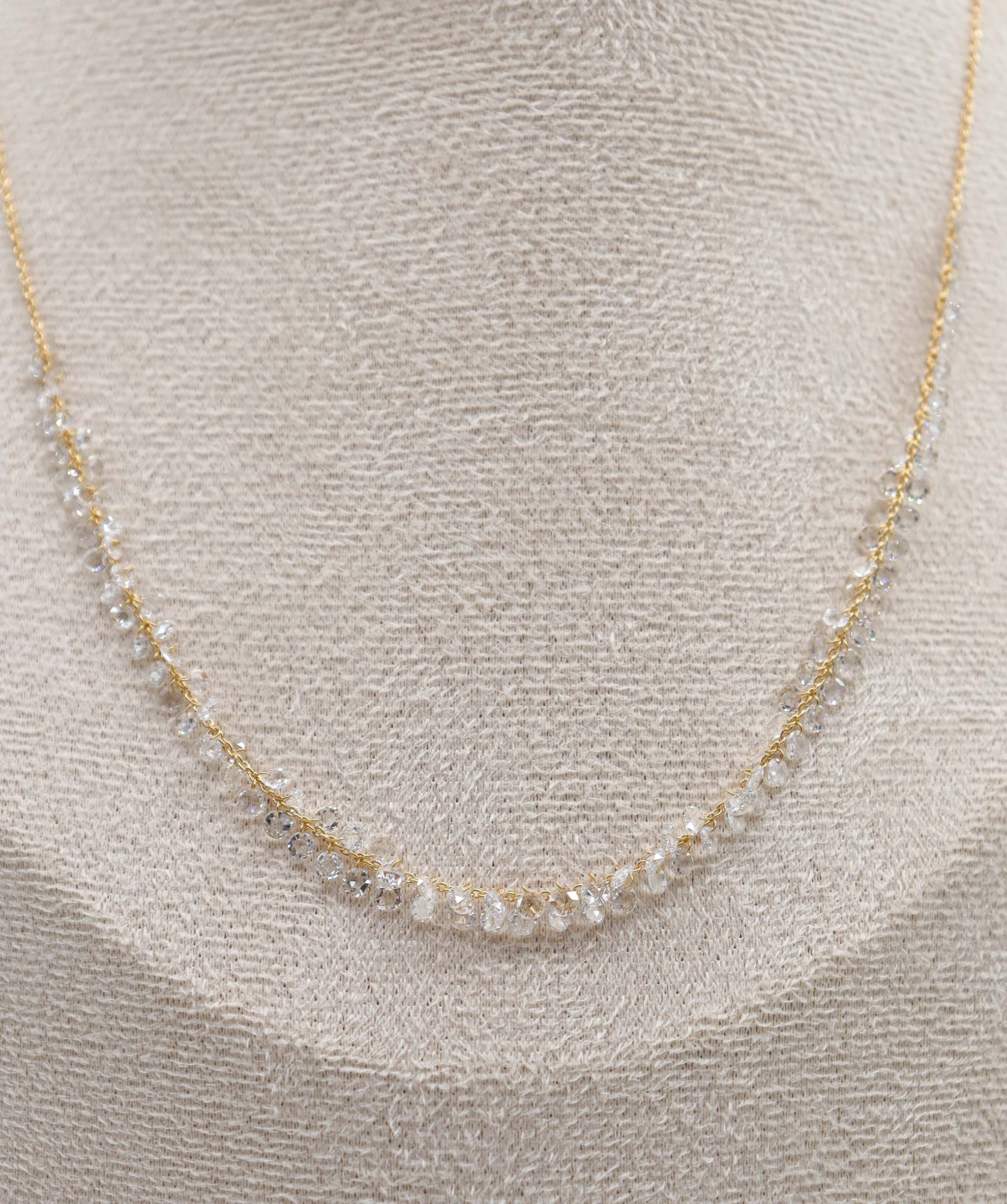 Luxury Promise 4.45ct WHITE ROSECUT NECKLACE C12587