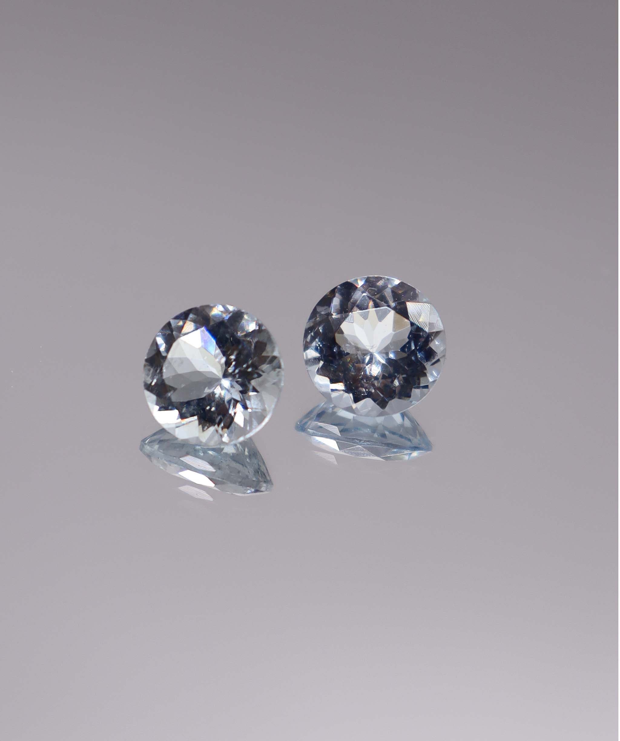 Luxury Promise 4.55ct Aquamarine Round pair DXBCS3287