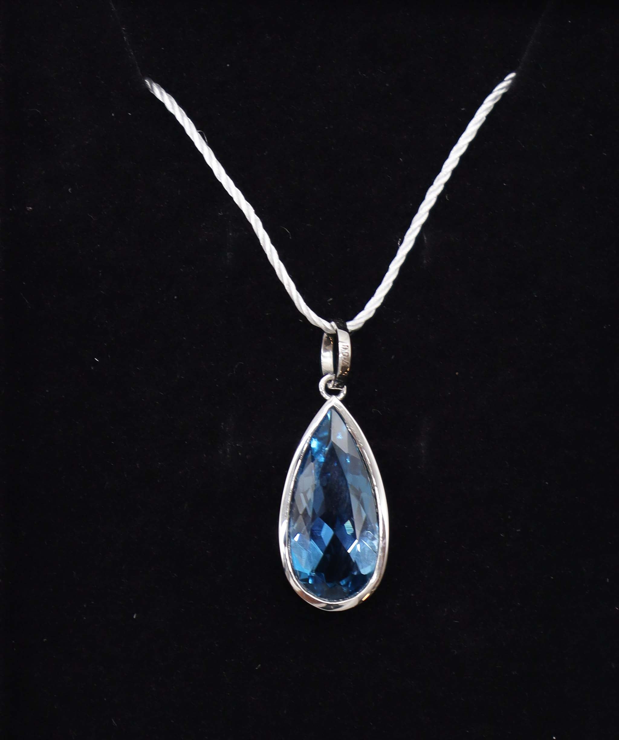 Luxury Promise 4.60CT London Blue Topaz Drop Pendant in 18K White Gold