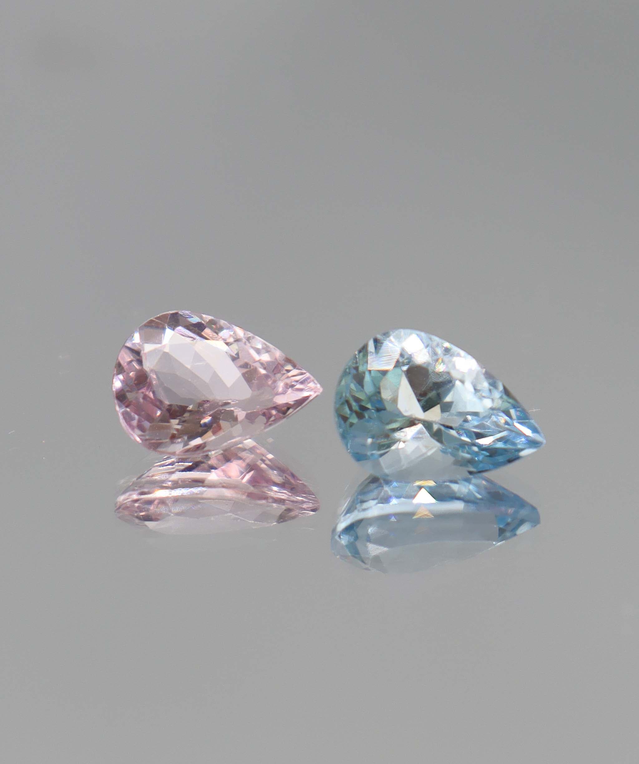 Luxury Promise 4.65ct Aquamarine & Morganite pair DXBCS1704