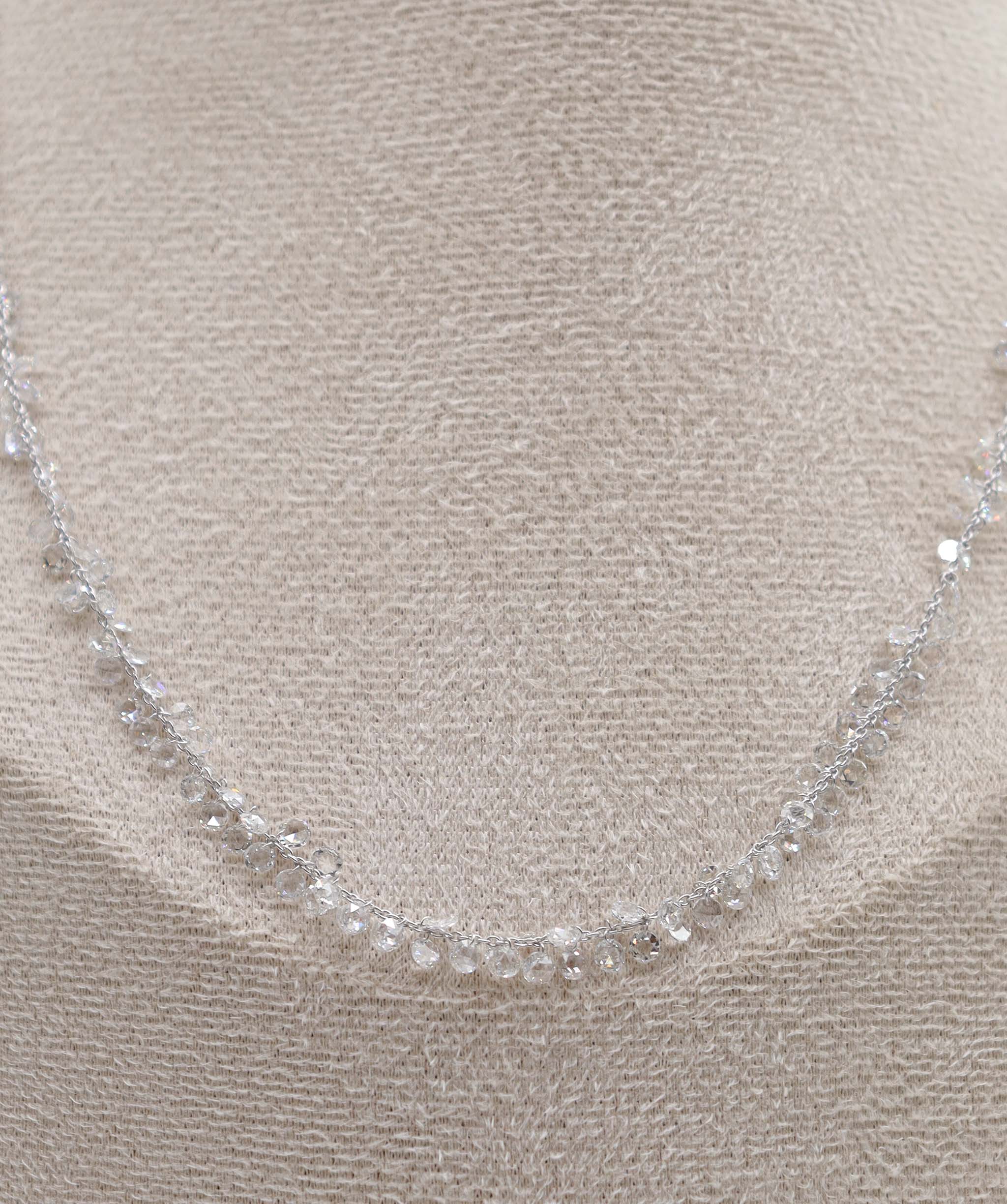 Luxury Promise 4.85ct WHITE ROSECUT NECKLACE C12548