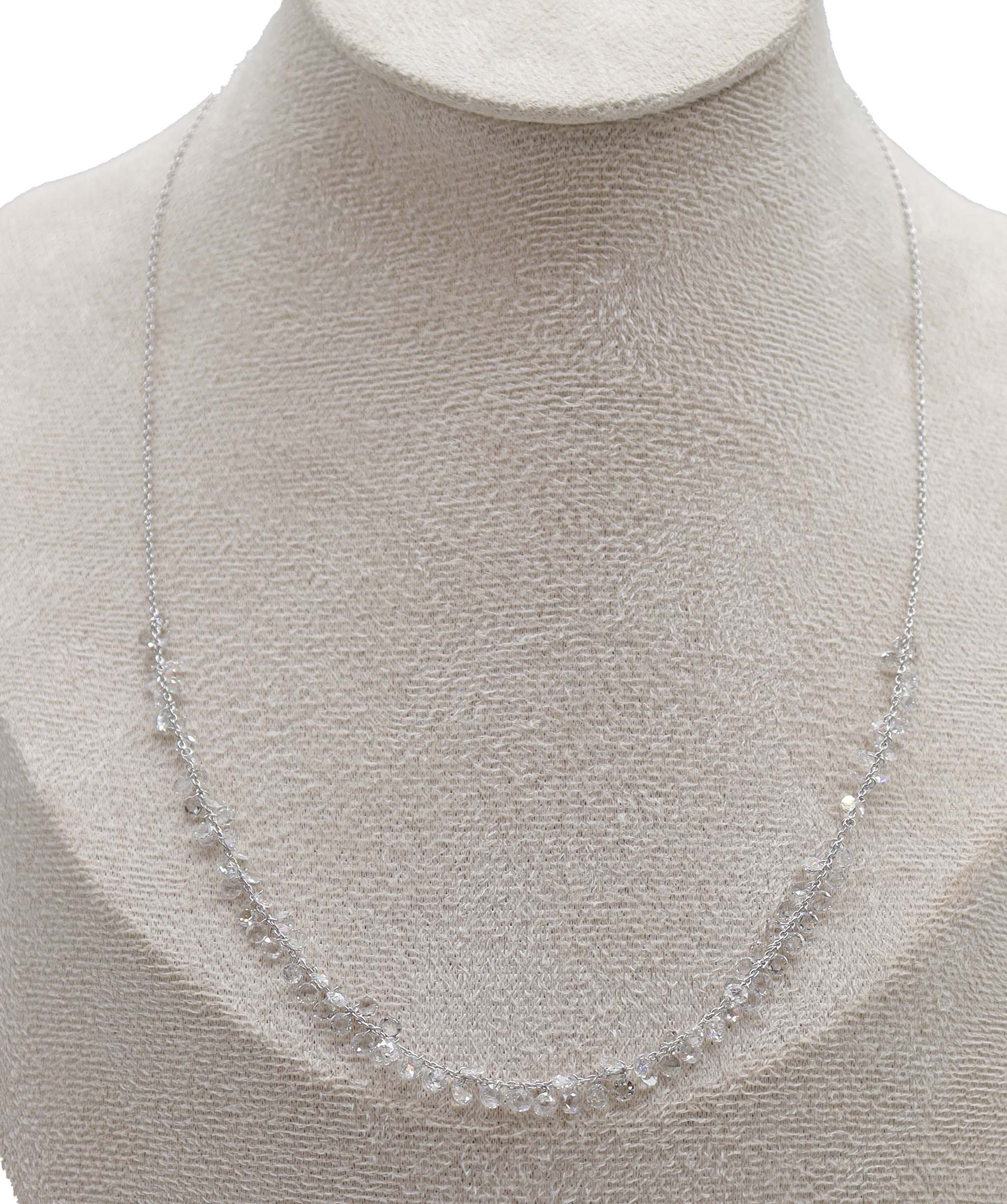 Luxury Promise 4.85ct WHITE ROSECUT NECKLACE C12548