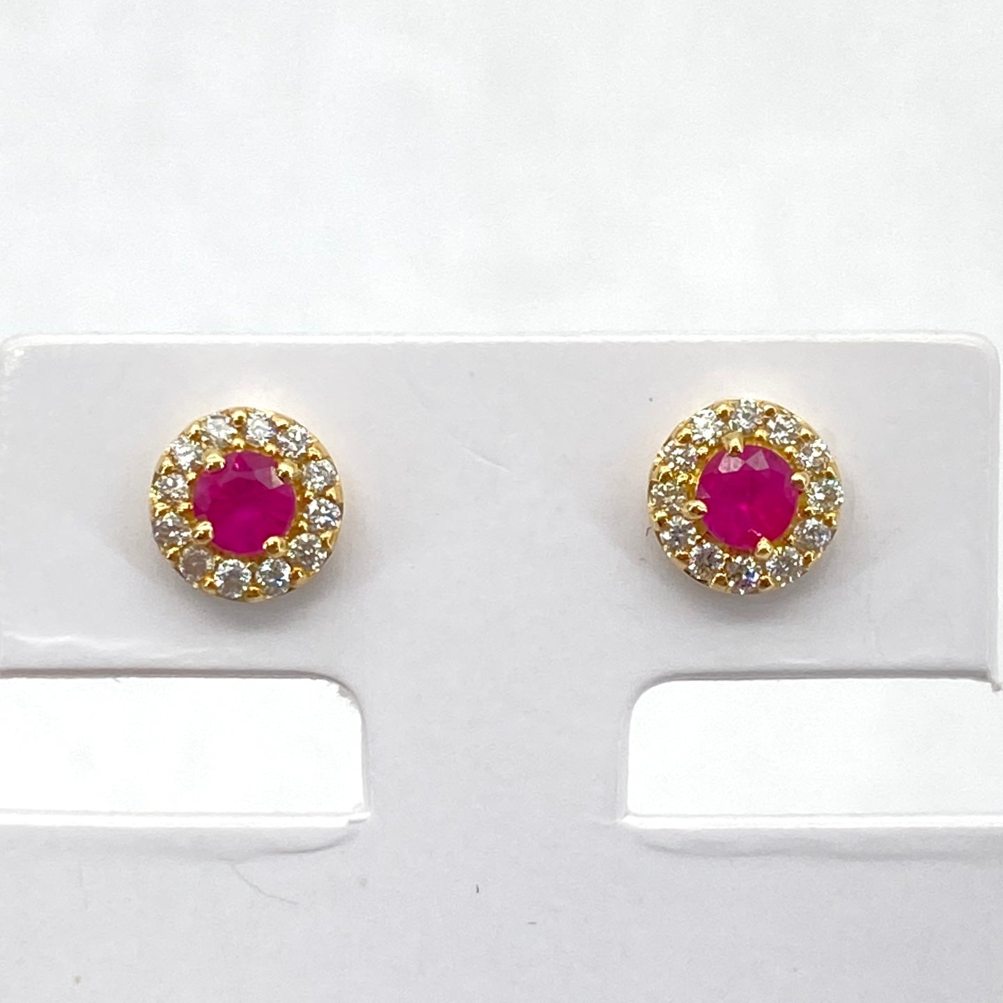 LUXURY PROMISE 41401 K18 ruby earrings R0.15*2 D0.07*2 0.9g