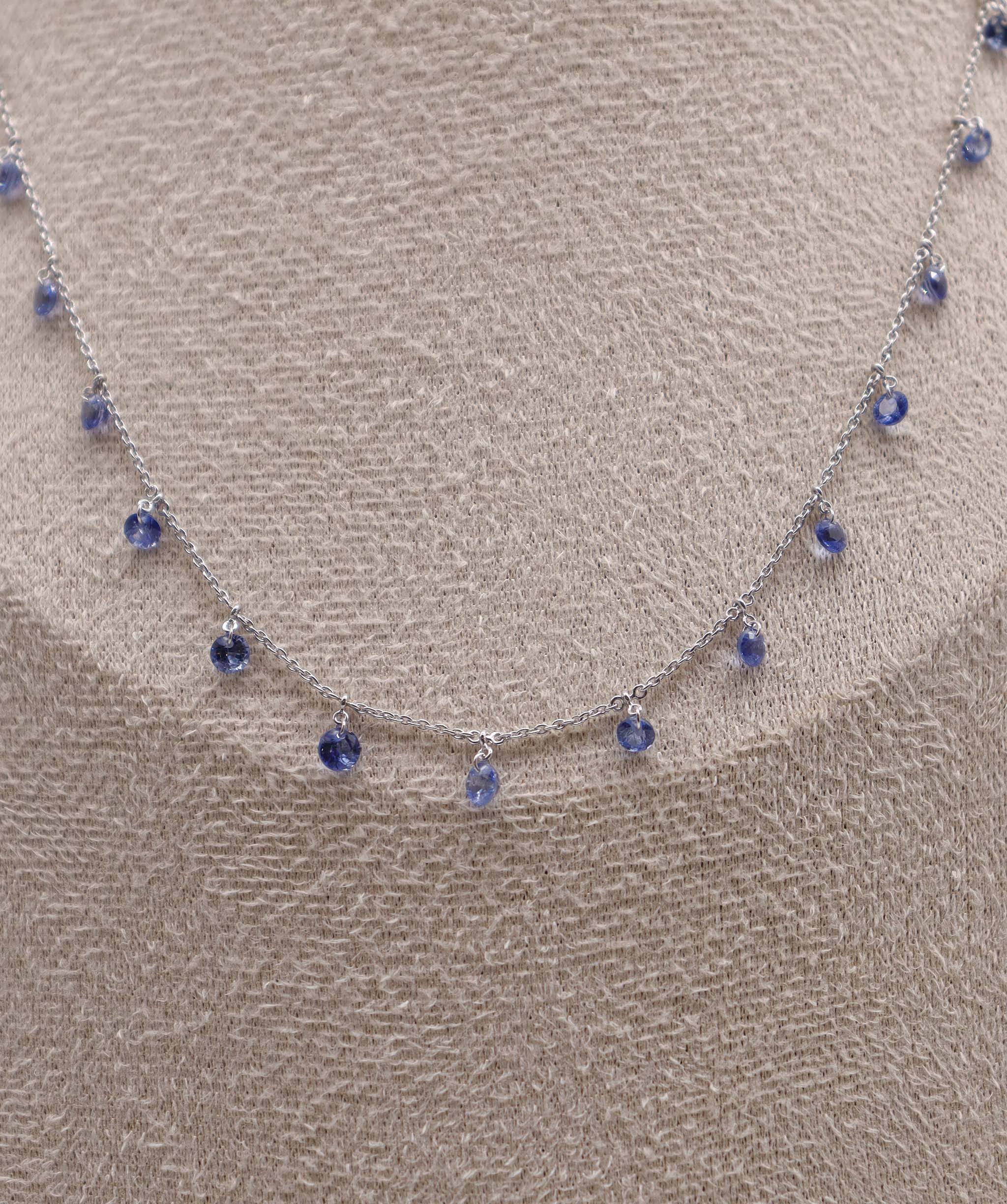 Luxury Promise 4CT BLUE SAPPHIRE Fullcut (H)  NECKLACE C12433