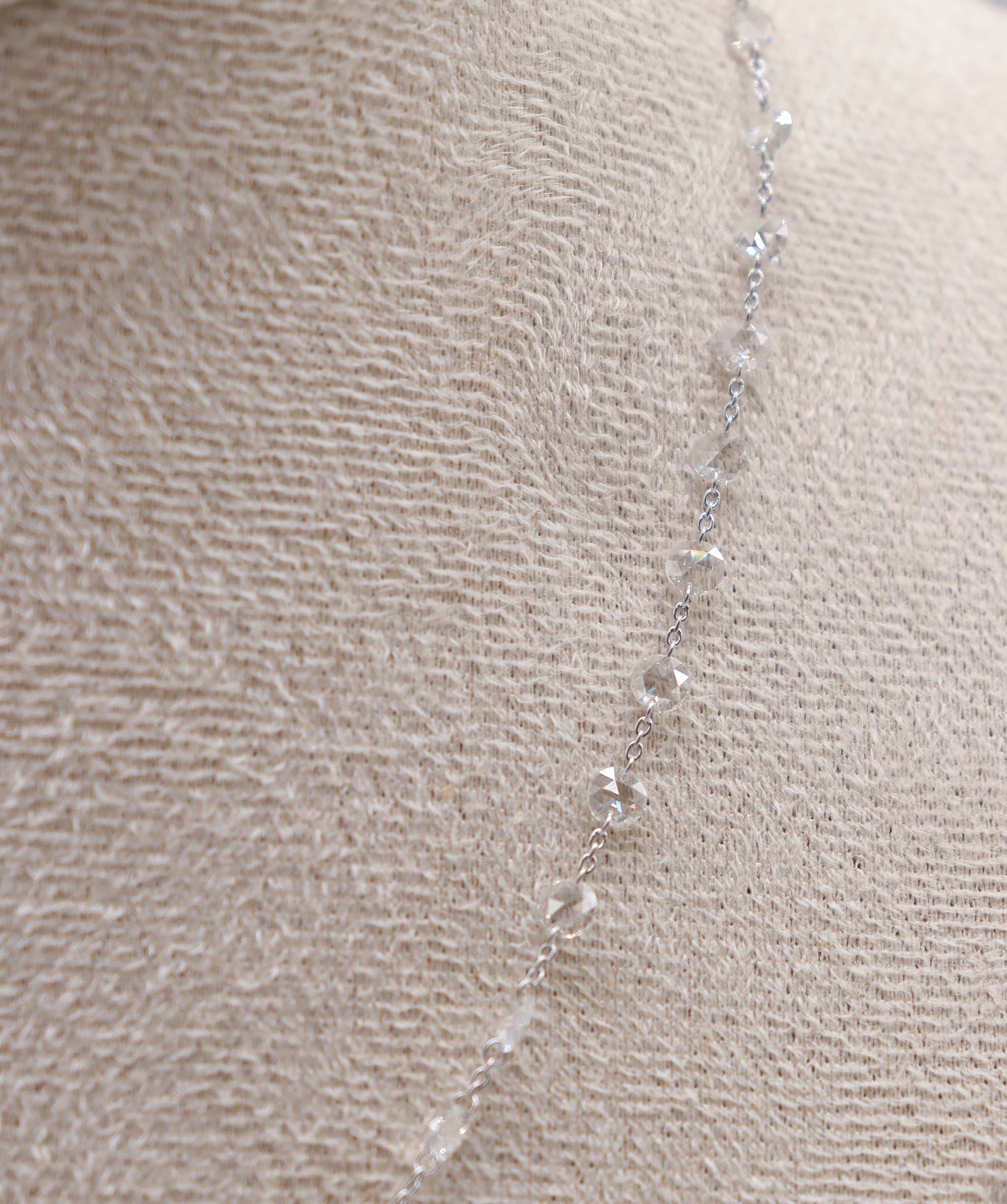 Luxury Promise 5.06ct WHITE  ROSECUT NECKLACE C8729