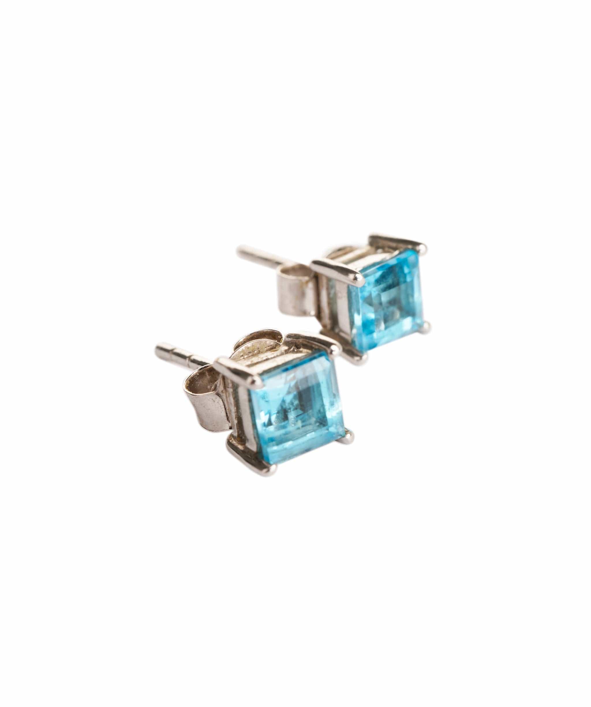 Luxury Promise 5.11ct Swiss Blue Topaz 925 Silver White Push & Post Earrings ALC3054