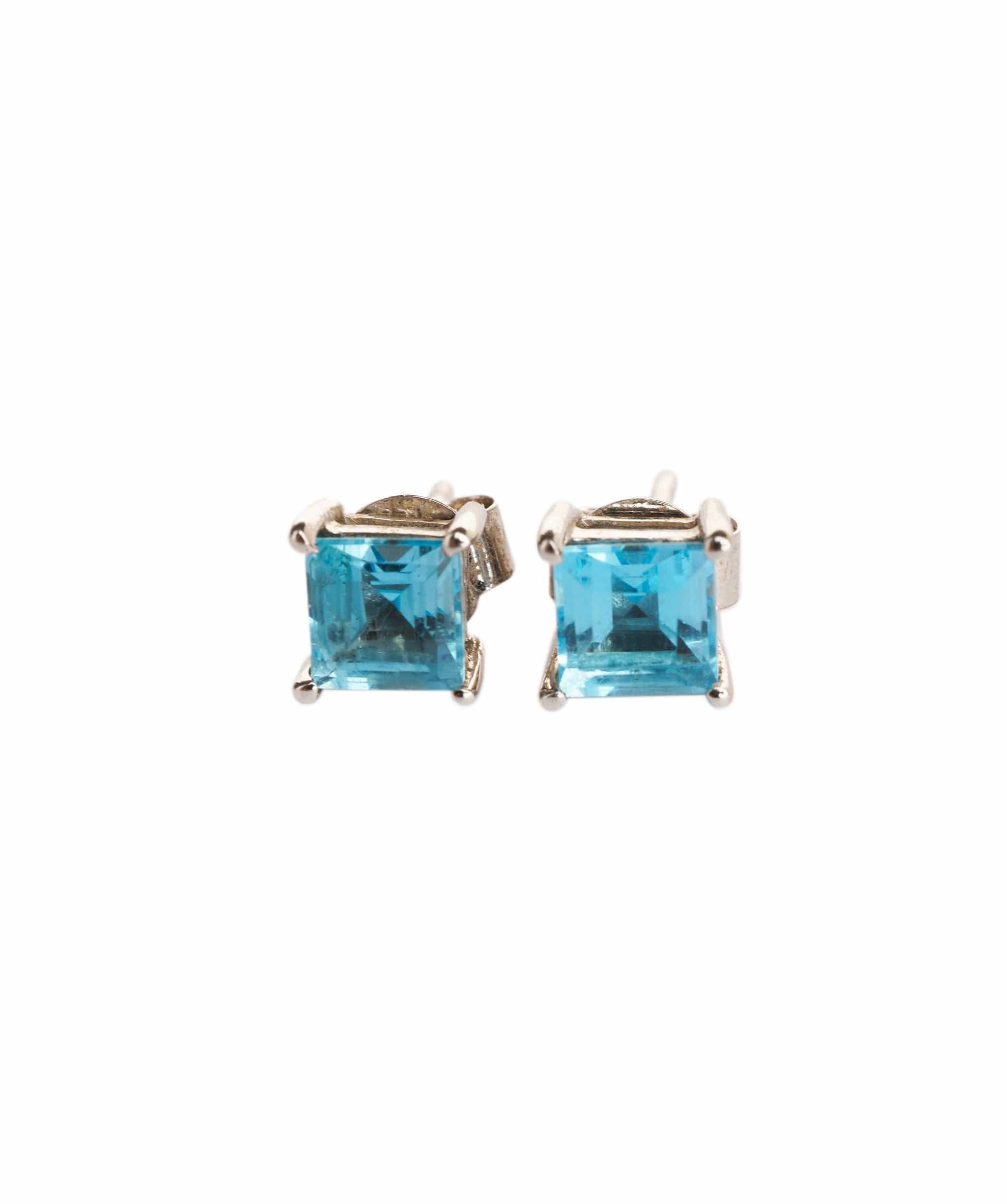 Luxury Promise 5.11ct Swiss Blue Topaz 925 Silver White Push & Post Earrings ALC3054