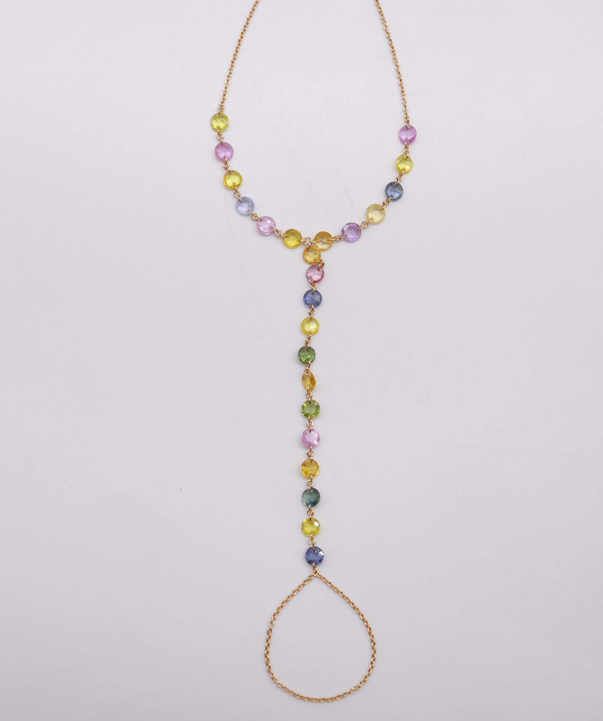 Luxury Promise 5.48CT MULTI SAPPHIRE Rosecut (H)  HANDCHAIN B3382