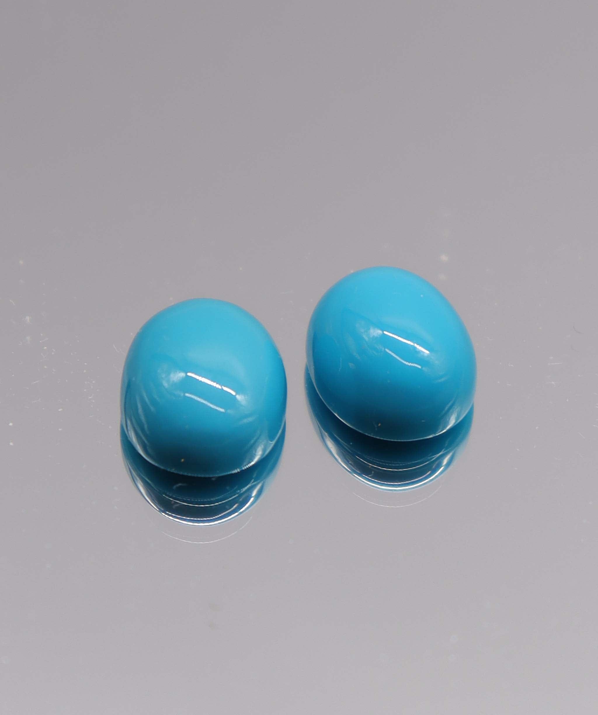 Luxury Promise 5.62ct Sleeping Beauty Turquoise Oval pair DXBCS3253