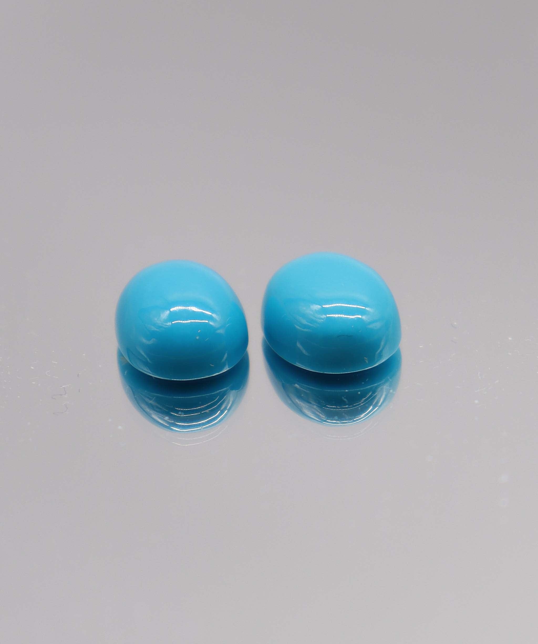 Luxury Promise 5.77ct Sleeping Beauty Turquoise Oval pair DXBCS3252