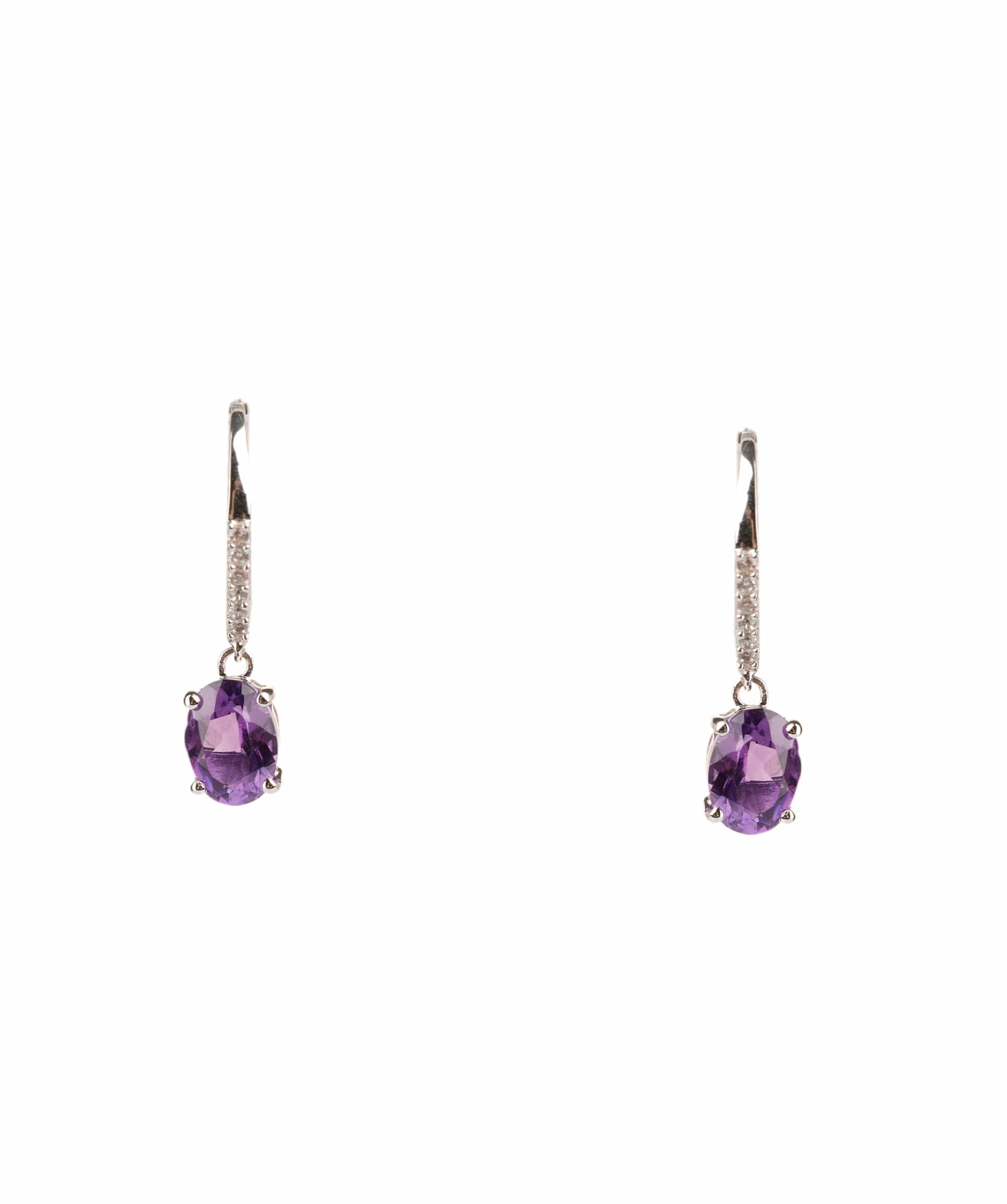 Luxury Promise 6.17ct African Amethyst, White Natural Zricon 925 Silver White Lever Back Earrings ALC3050