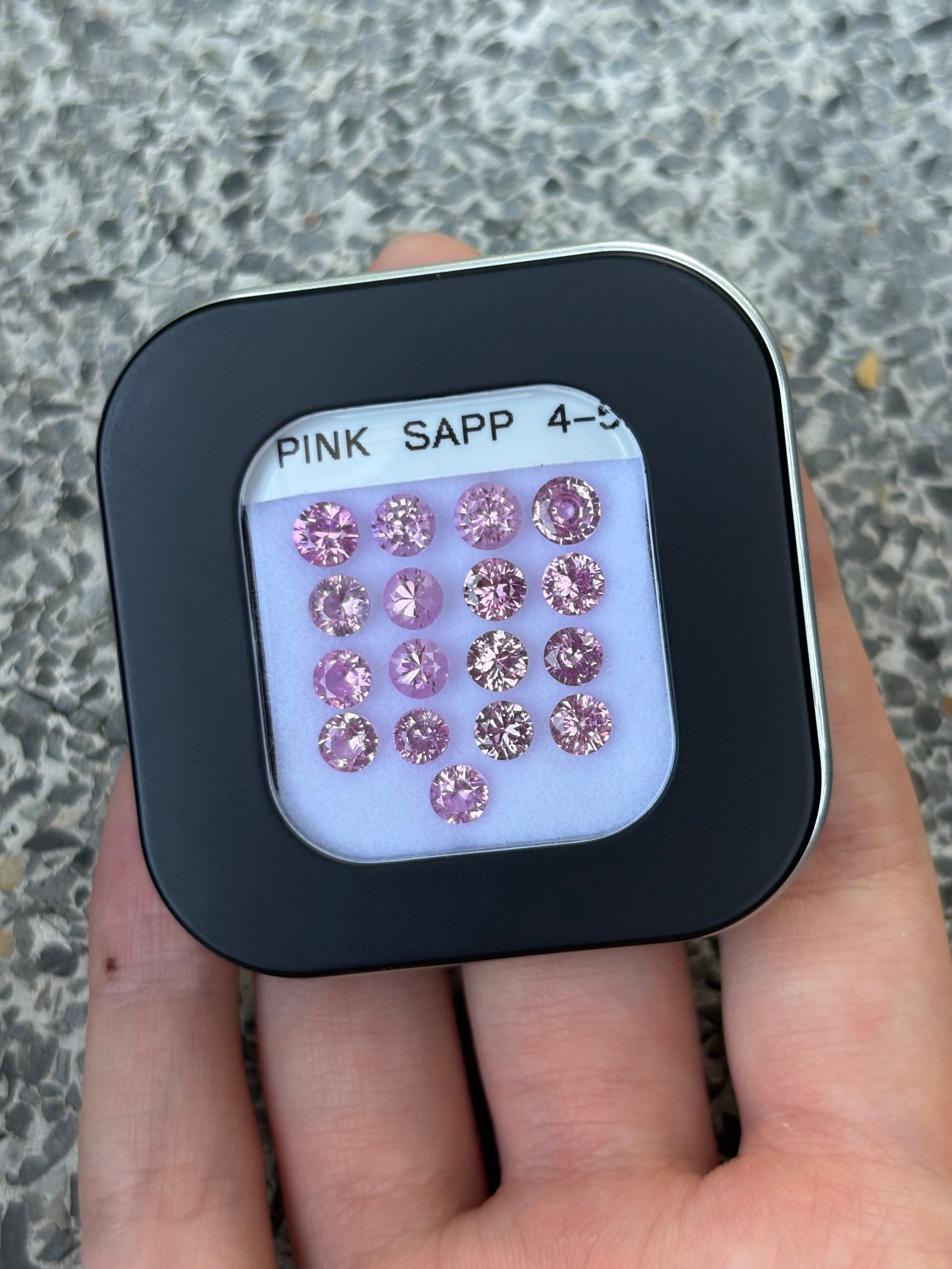 Luxury Promise 6.46ct Pink Sapphire Round Brilliant Set (4-5mm) DXBCS3846