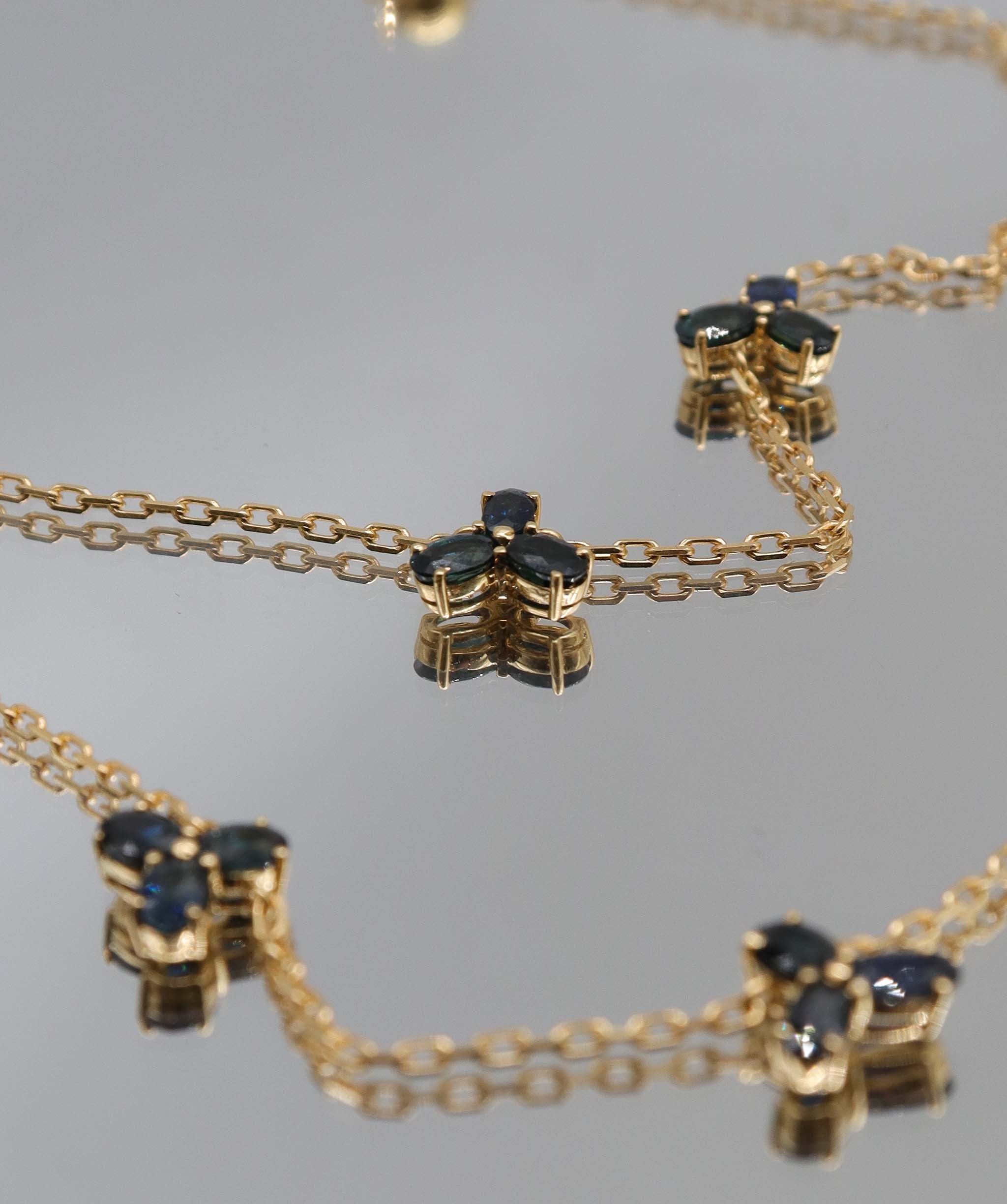 Luxury Promise 6.65ct Blue Sapphire YG Double-Layer Necklace DXBS5614