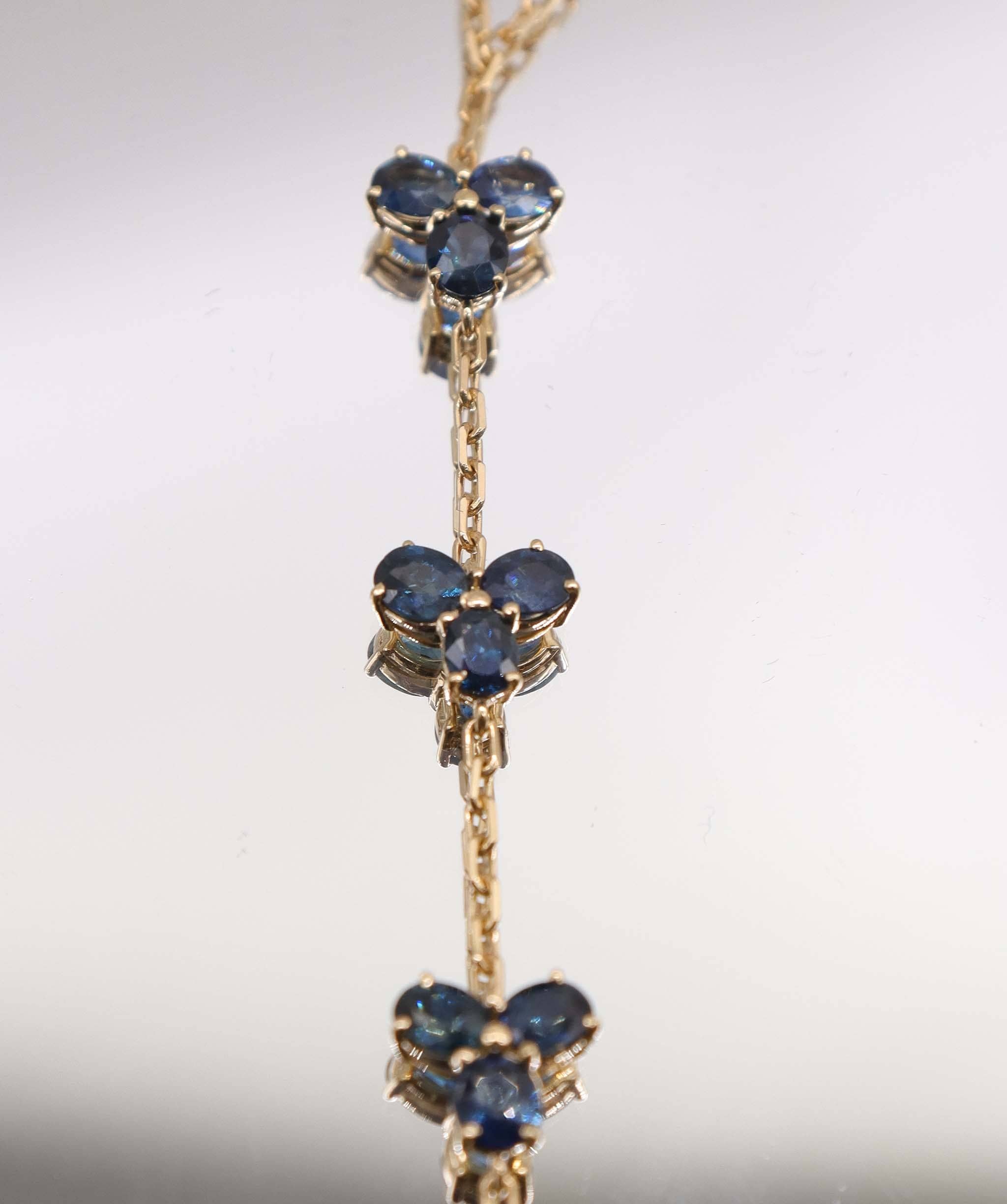 Luxury Promise 6.65ct Blue Sapphire YG Handchain DXBS5611