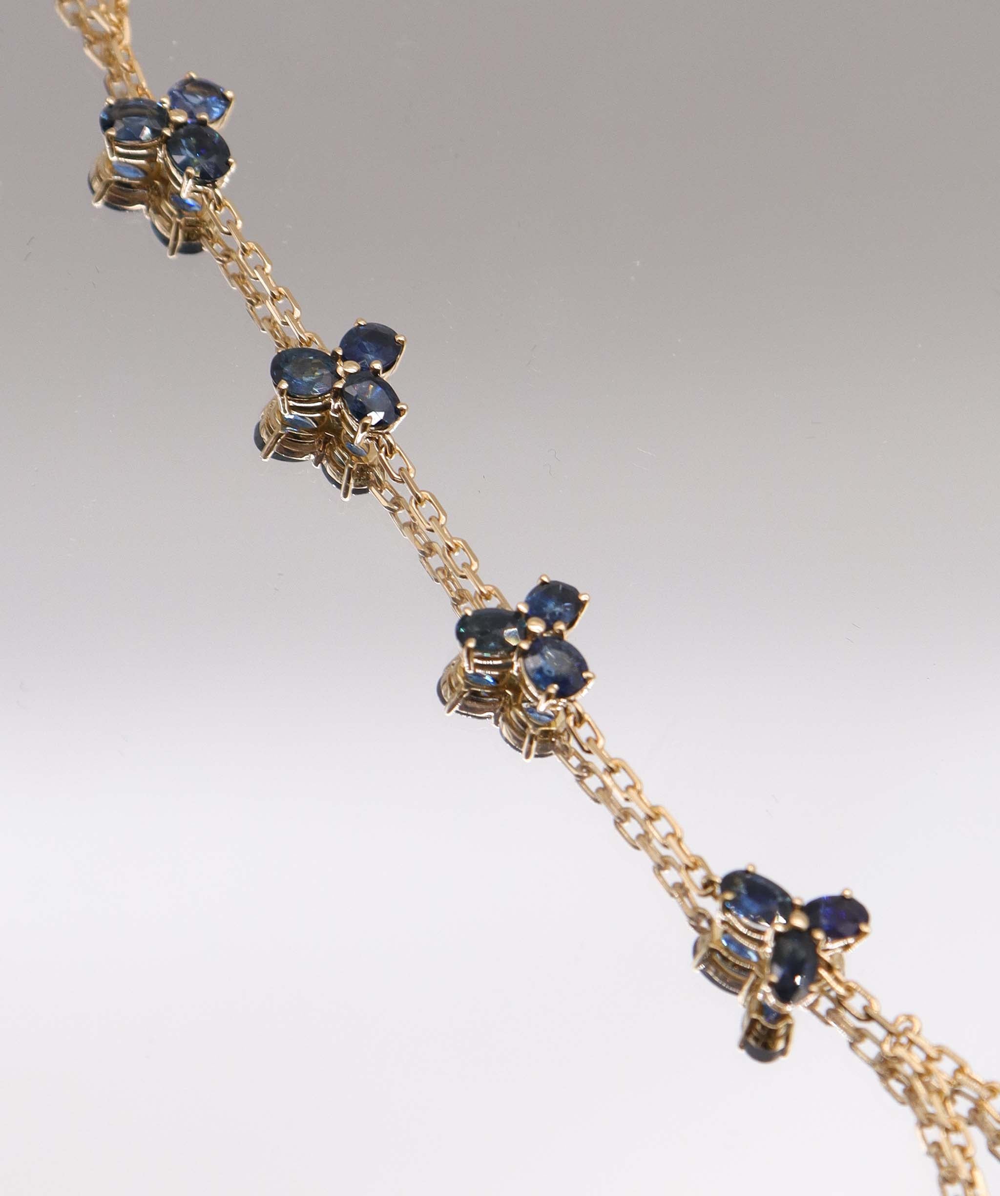 Luxury Promise 6.65ct Blue Sapphire YG Handchain DXBS5611