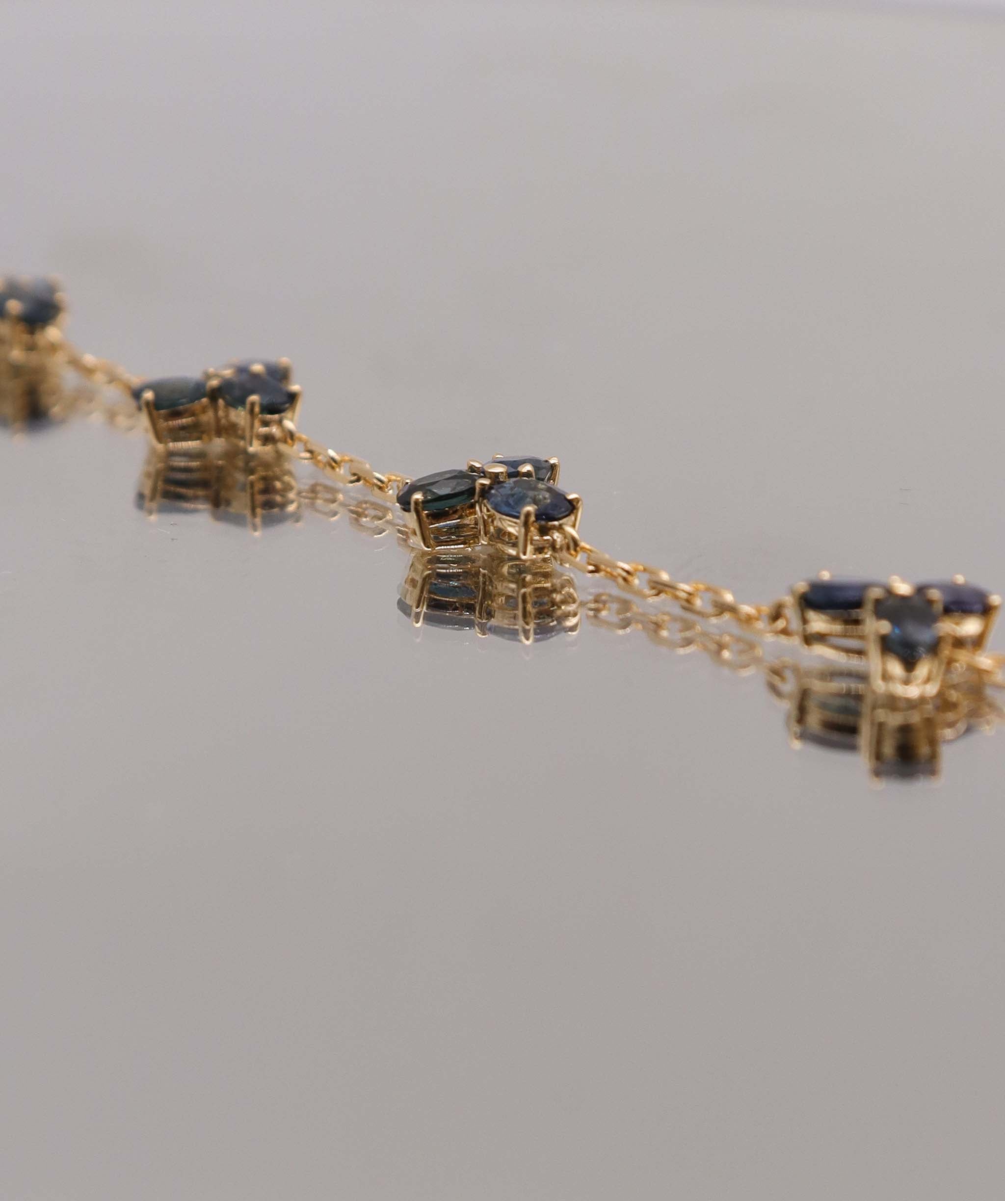 Luxury Promise 6.65ct Blue Sapphire YG Handchain DXBS5611