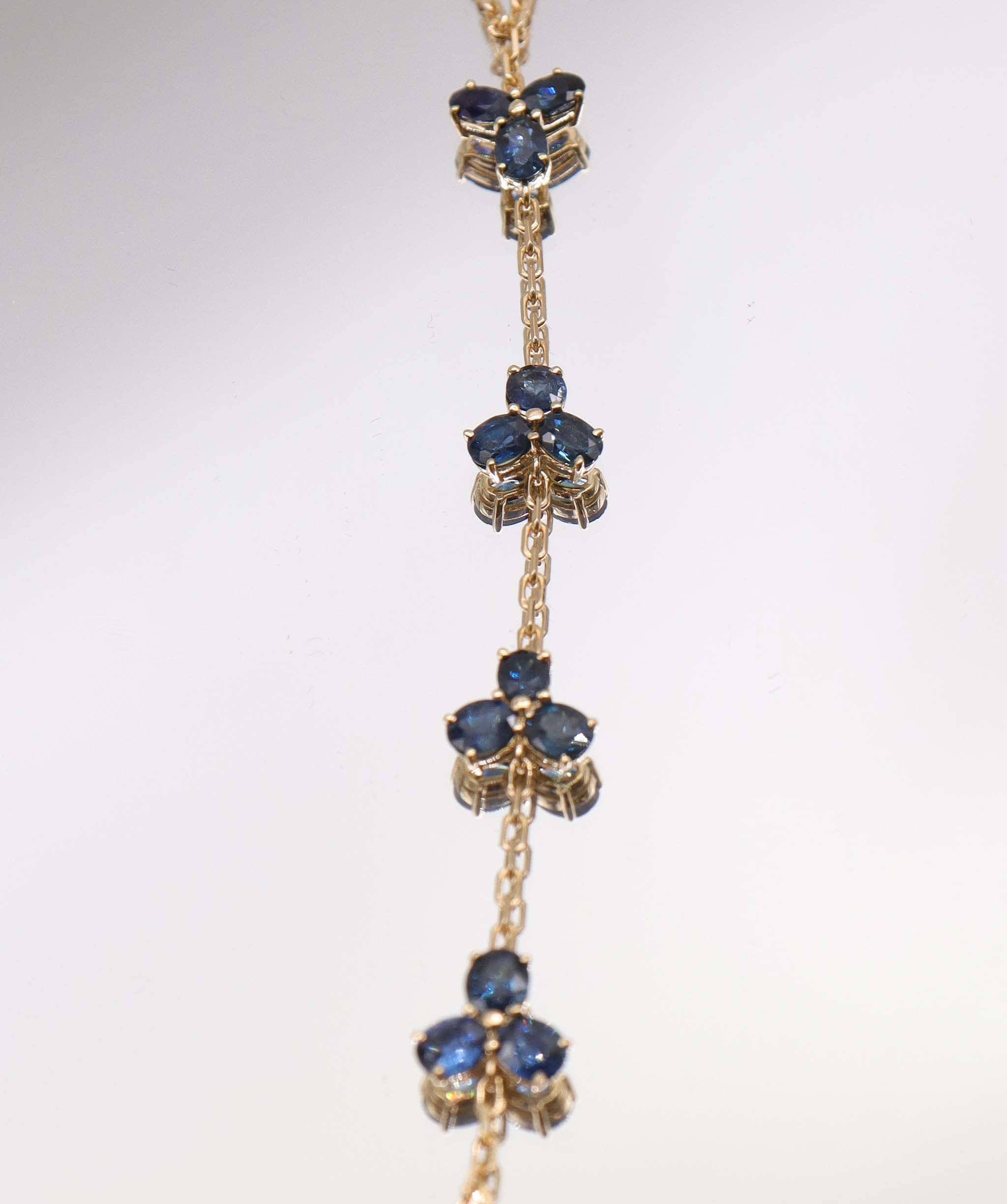 Luxury Promise 6.65ct Blue Sapphire YG Handchain DXBS5611