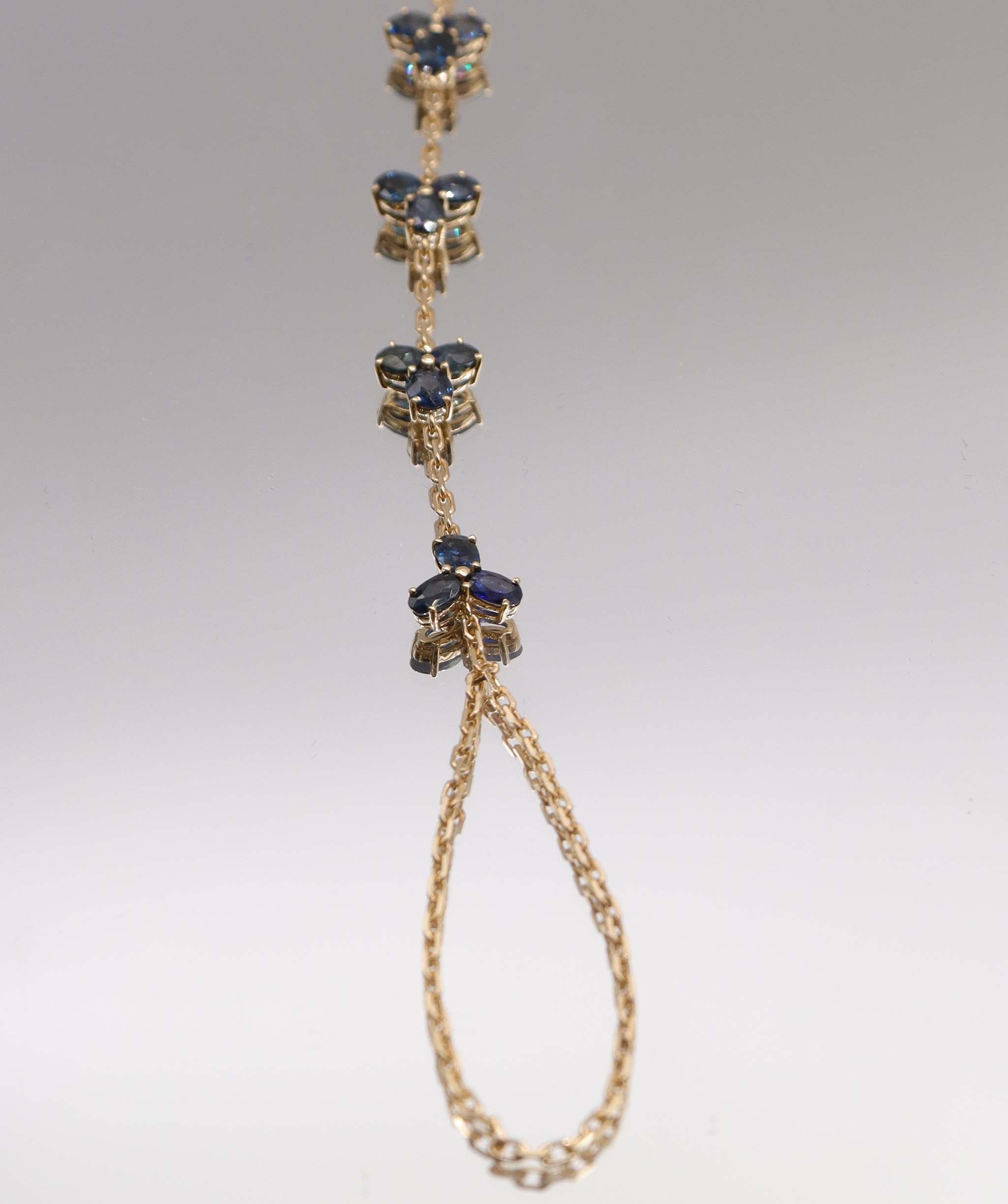 Luxury Promise 6.65ct Blue Sapphire YG Handchain DXBS5611