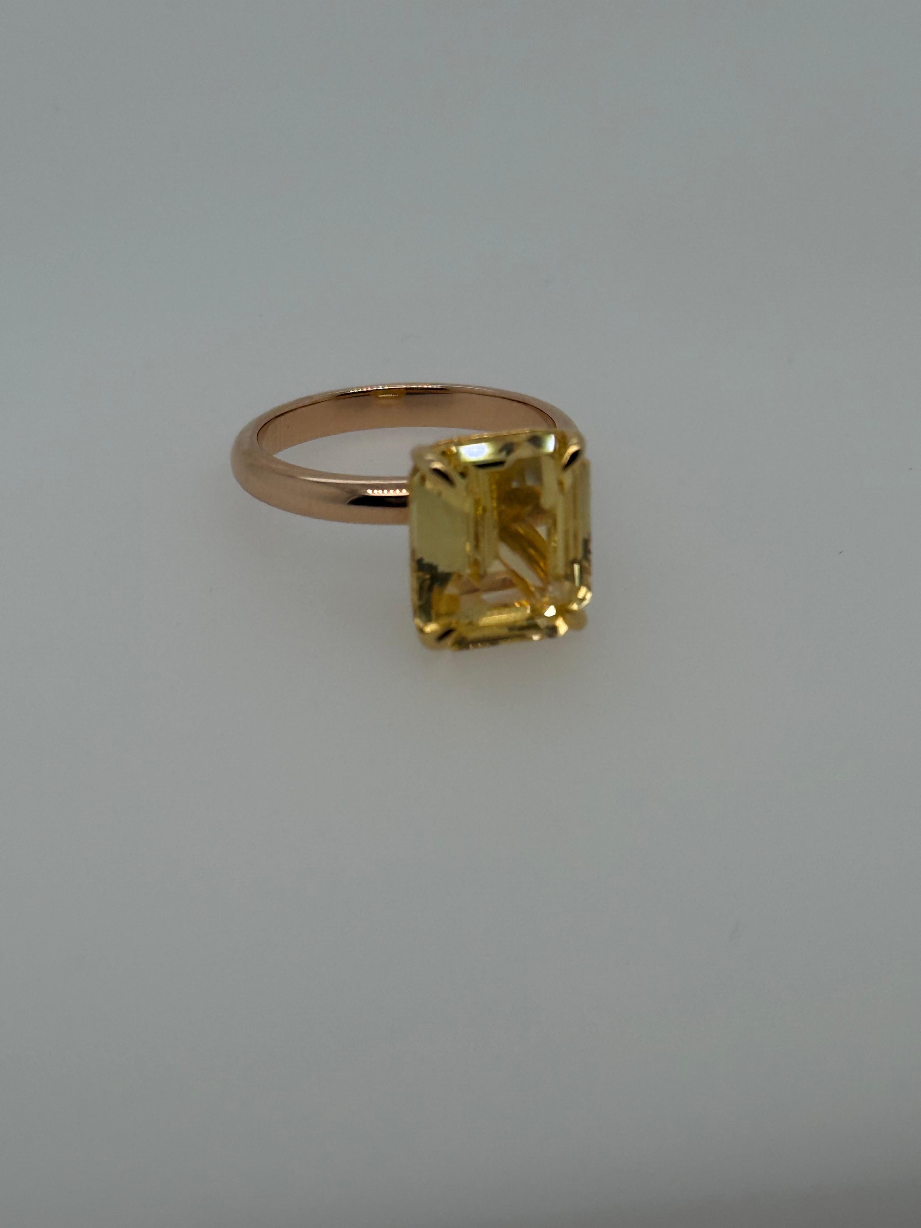 Luxury Promise 7.05CT NATURAL UNHEATED YELLOW SAPPHIRE RING ( 18K RG ) US 5.5 MS 8445