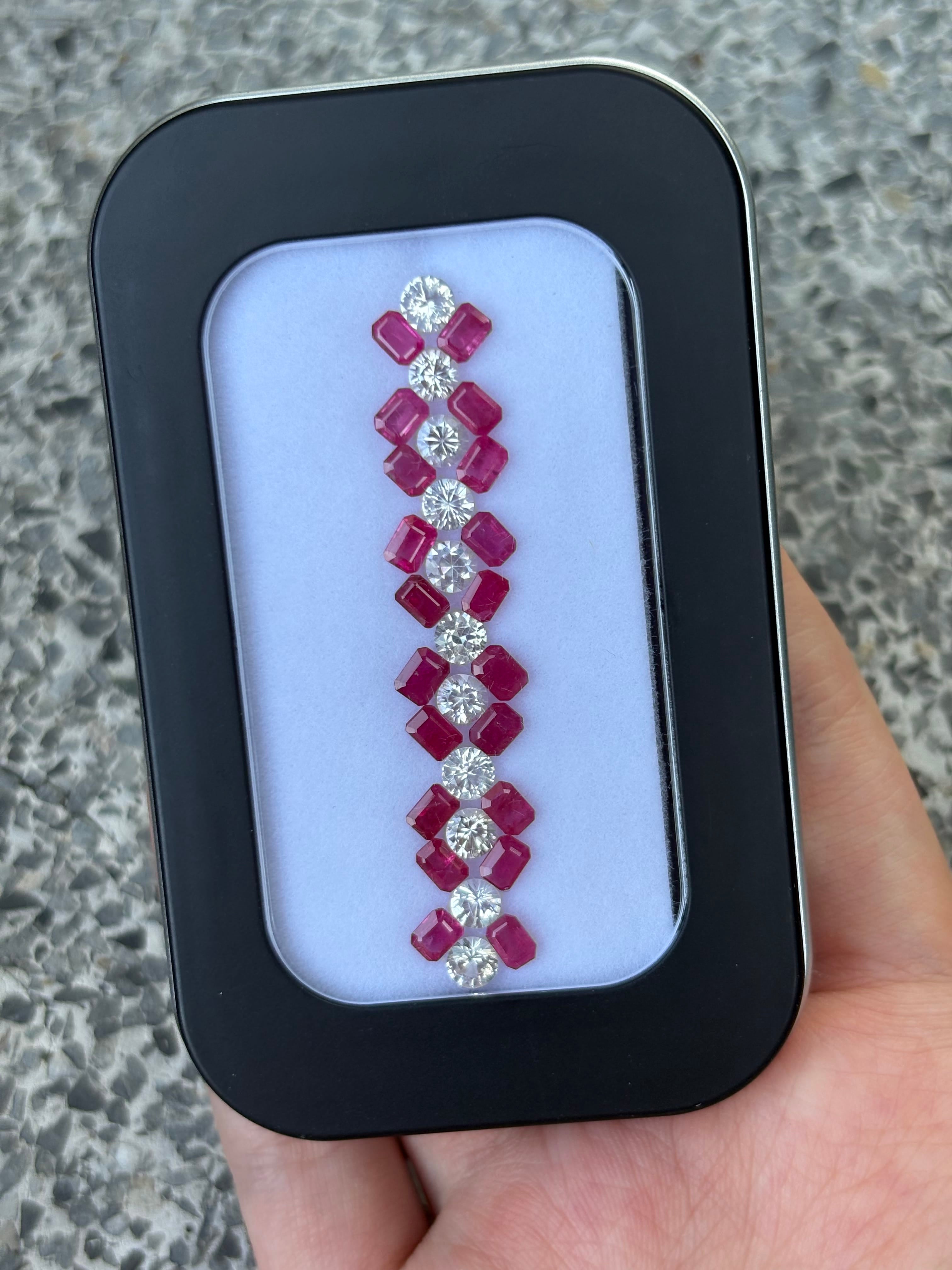 Luxury Promise 7.80ct Ruby & White Sapphire Set DXBCS3866