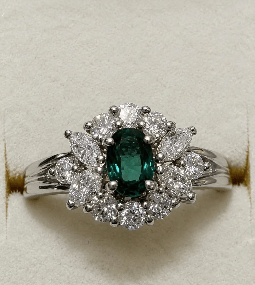 Luxury Promise Alexandrite Diamond Ring in Pt900 / ALEX 0.44ct / d 0.66ct 8326 JJC0789