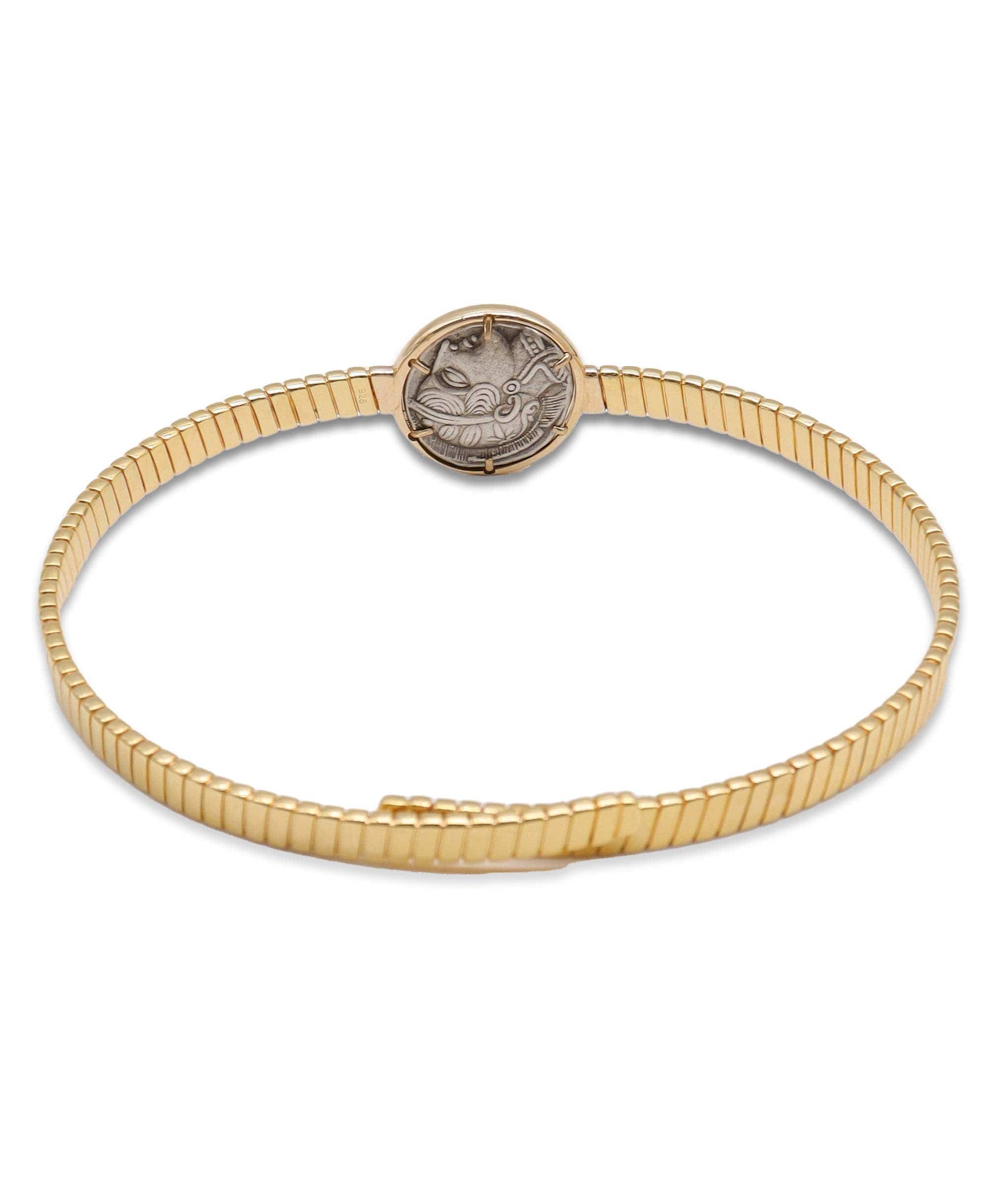 Luxury Promise Ancient Greek Coin Tubogas Choker Silver 18ct Gold Vermail 400BC Coin ASC6897
