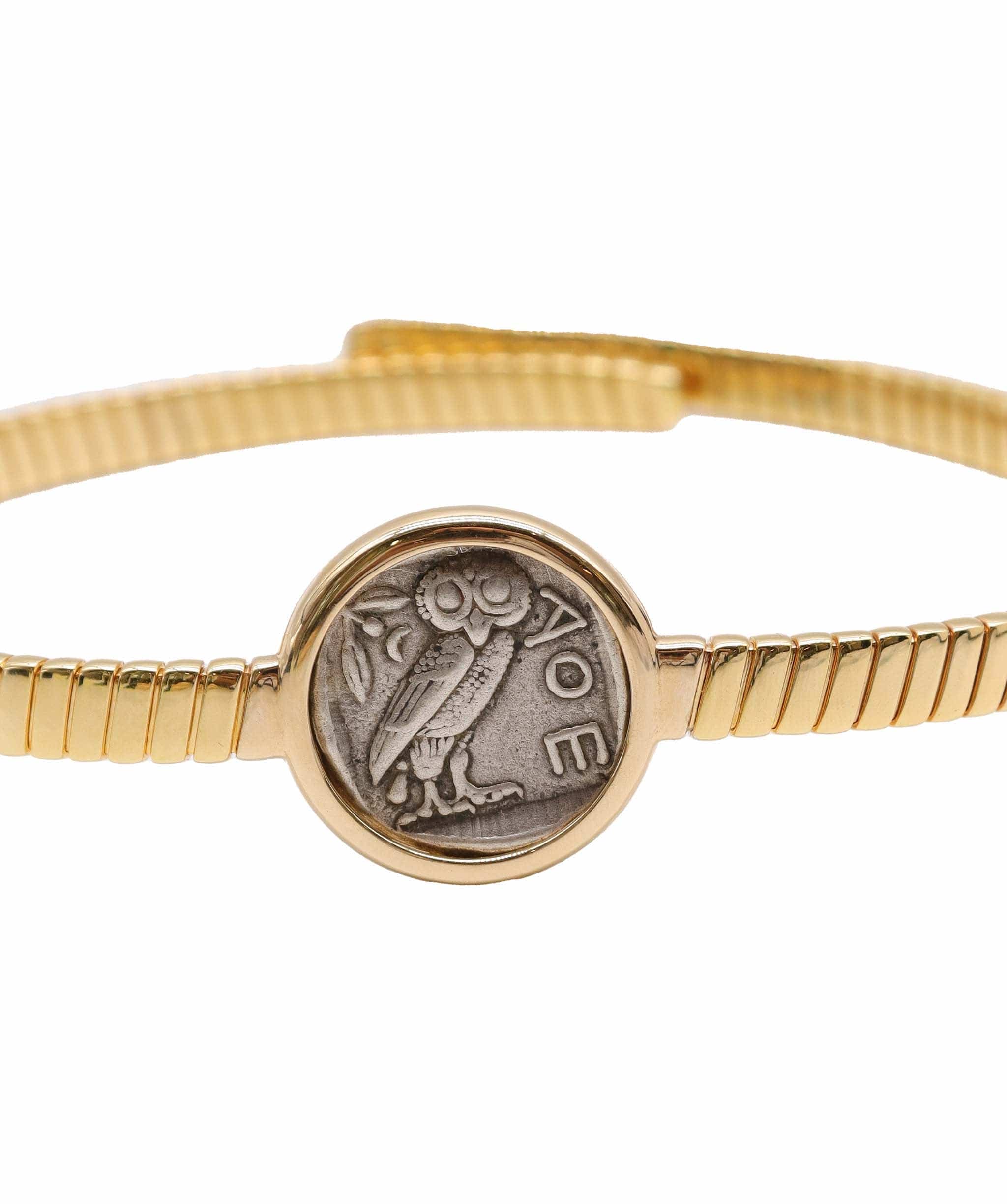 Luxury Promise Ancient Greek Coin Tubogas Choker Silver 18ct Gold Vermail 400BC Coin ASC6897