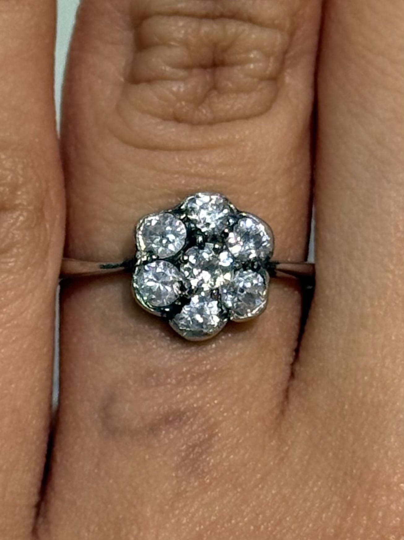 Luxury Promise Antique Diamond Cluster Ring in PT900 / 2.80g / Size 6.5 US 011648 JJC0022