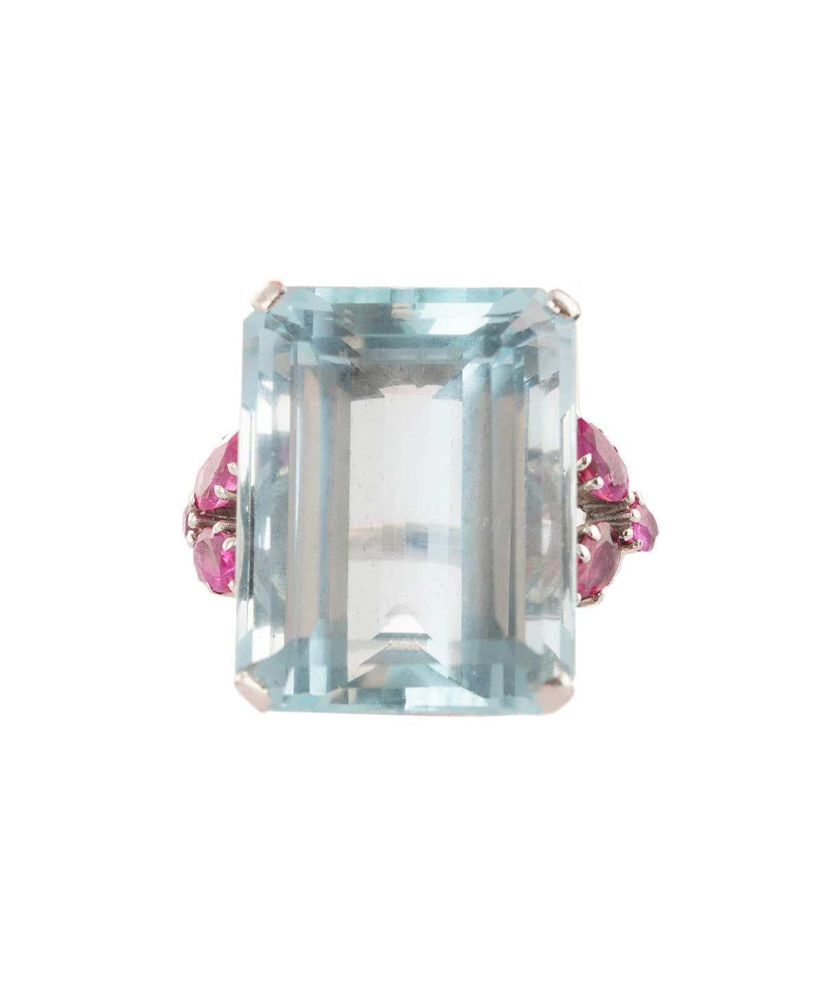 Luxury Promise Aquamarine and Ruby Dress Ring WA90419