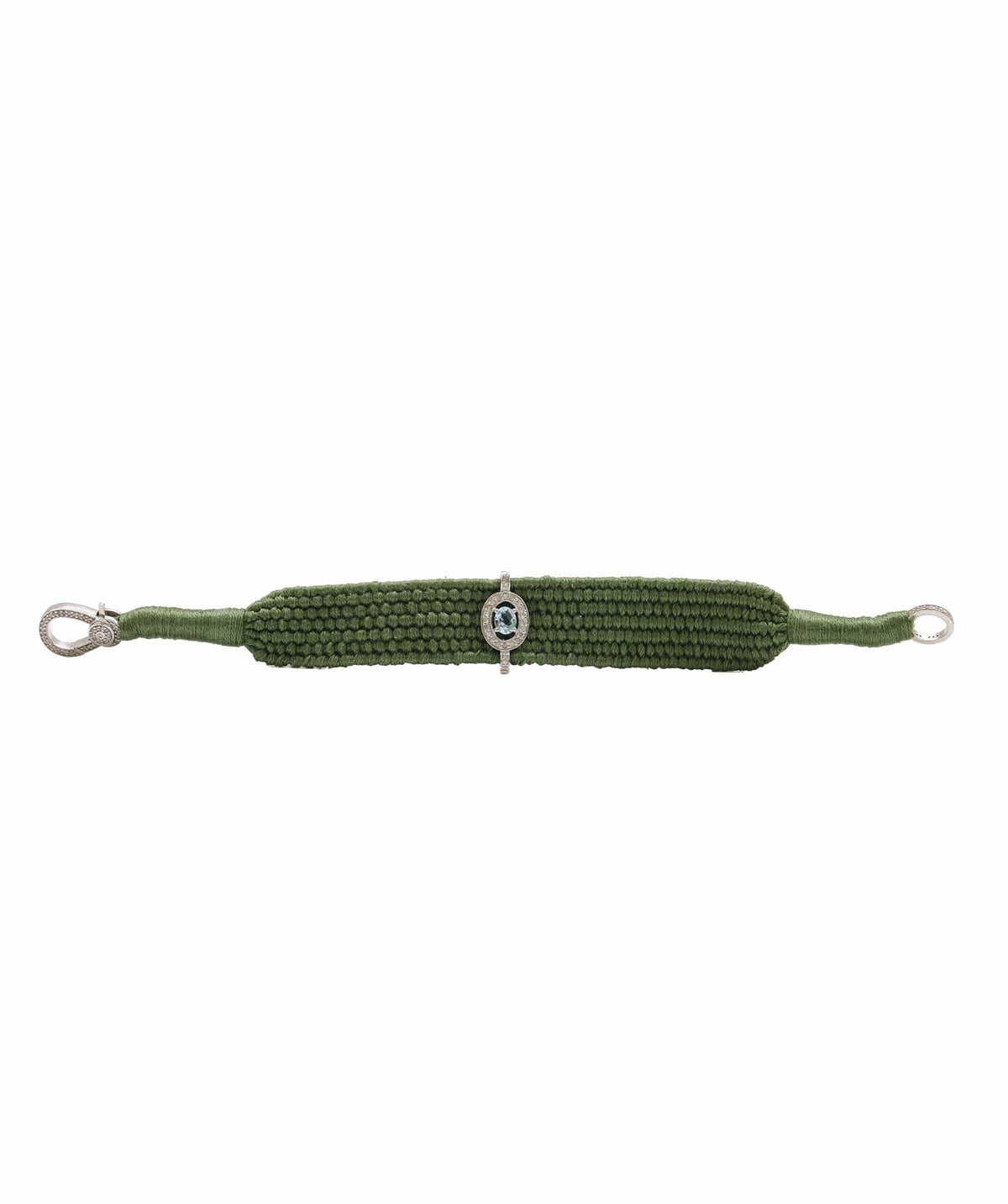 Luxury Promise Aquamarine & Diamond Olive Thread Friendship Bracelet DXBCD2258