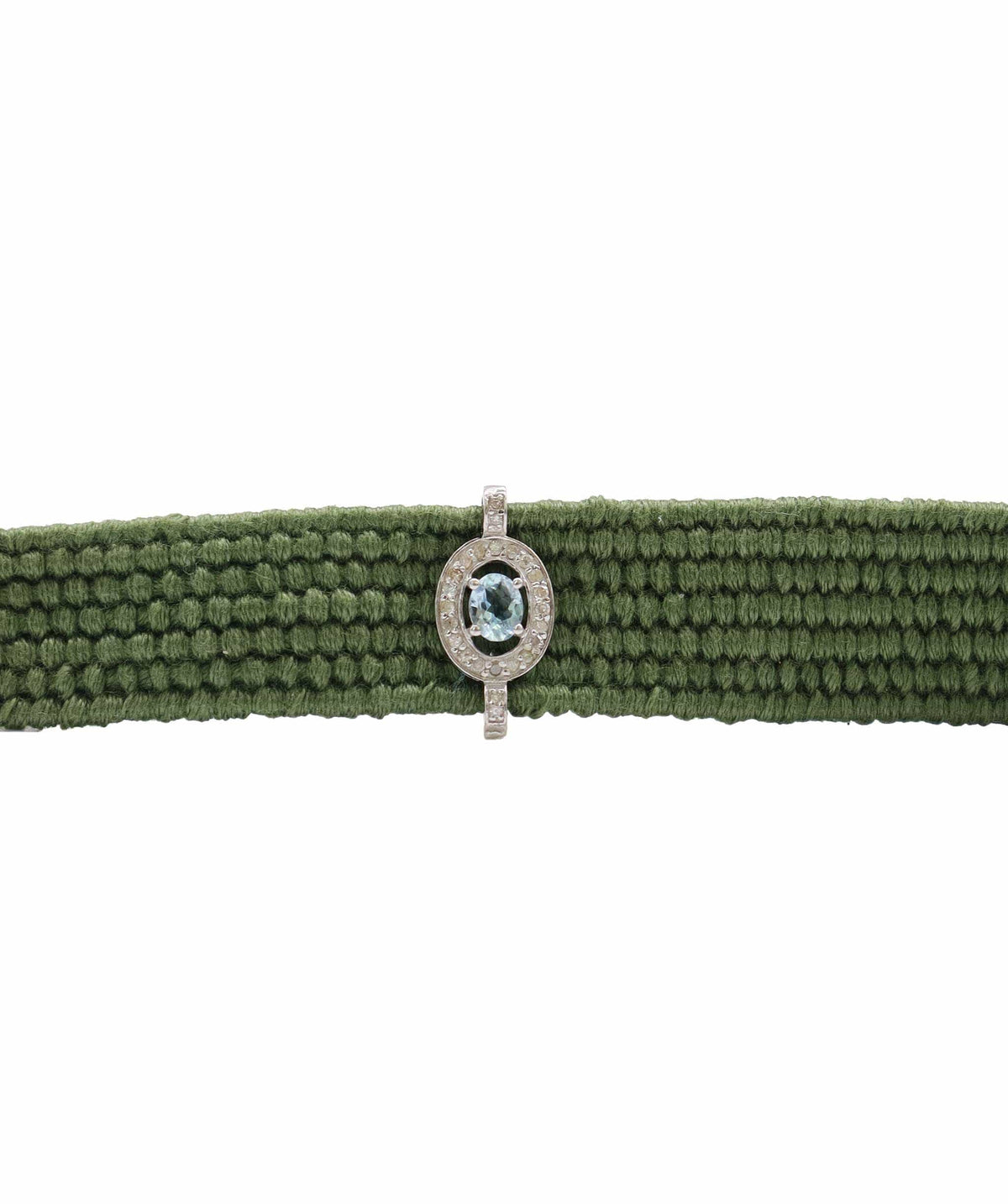 Luxury Promise Aquamarine & Diamond Olive Thread Friendship Bracelet DXBCD2258