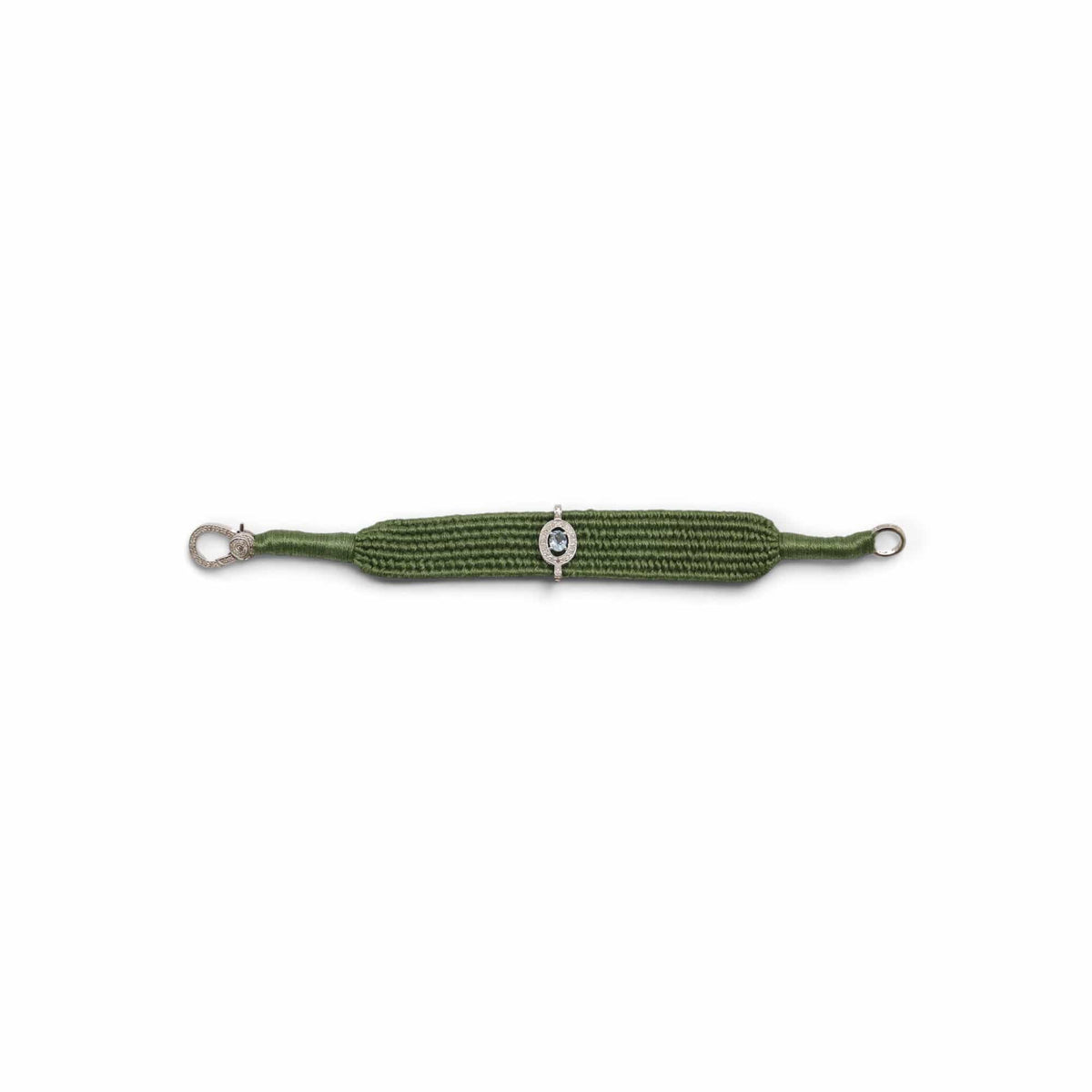 Luxury Promise Aquamarine & Diamond Olive Thread Friendship Bracelet DXBCD2258