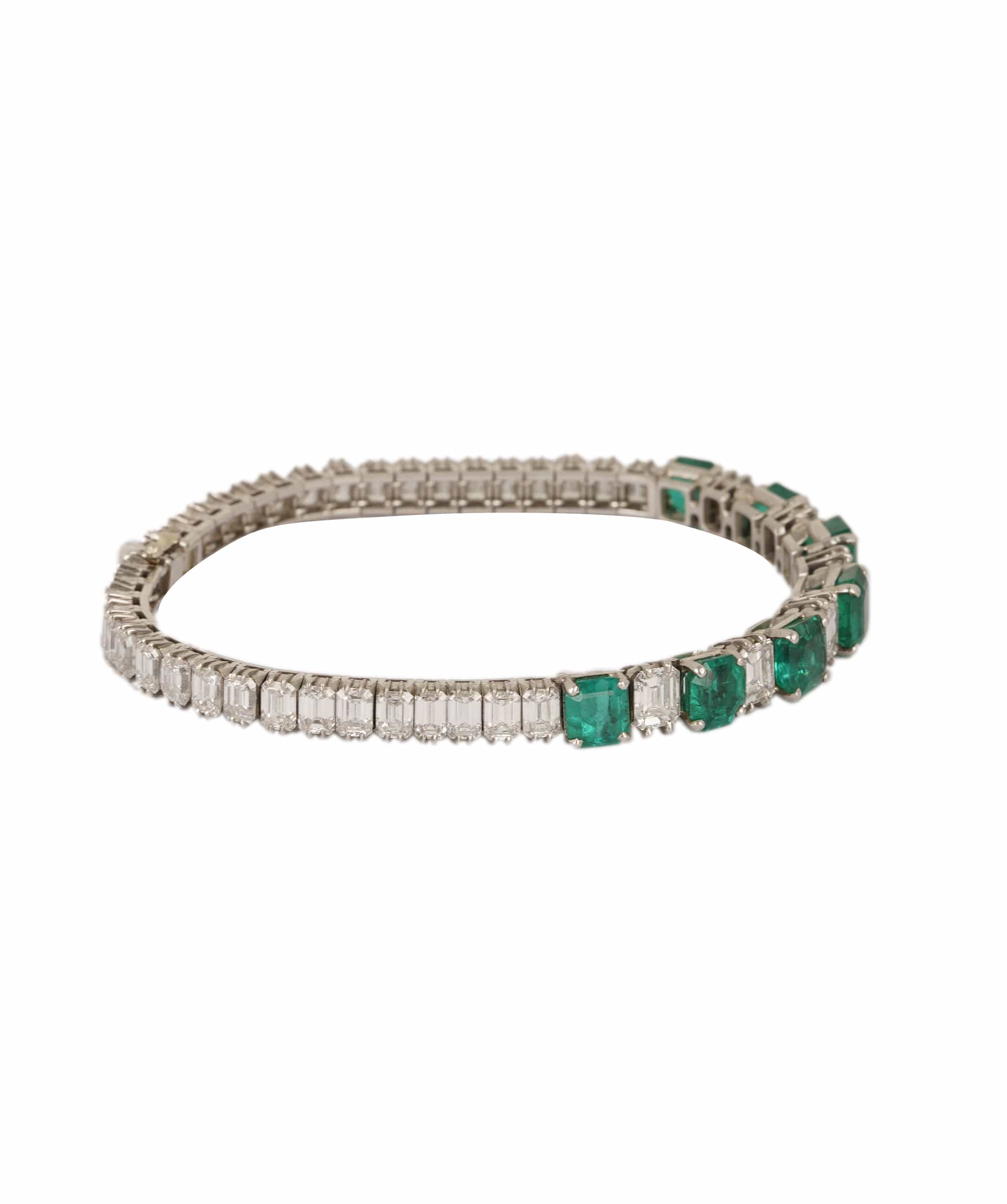 Luxury Promise Art Deco Colombian Emerald and Diamond Bracelet WA24723