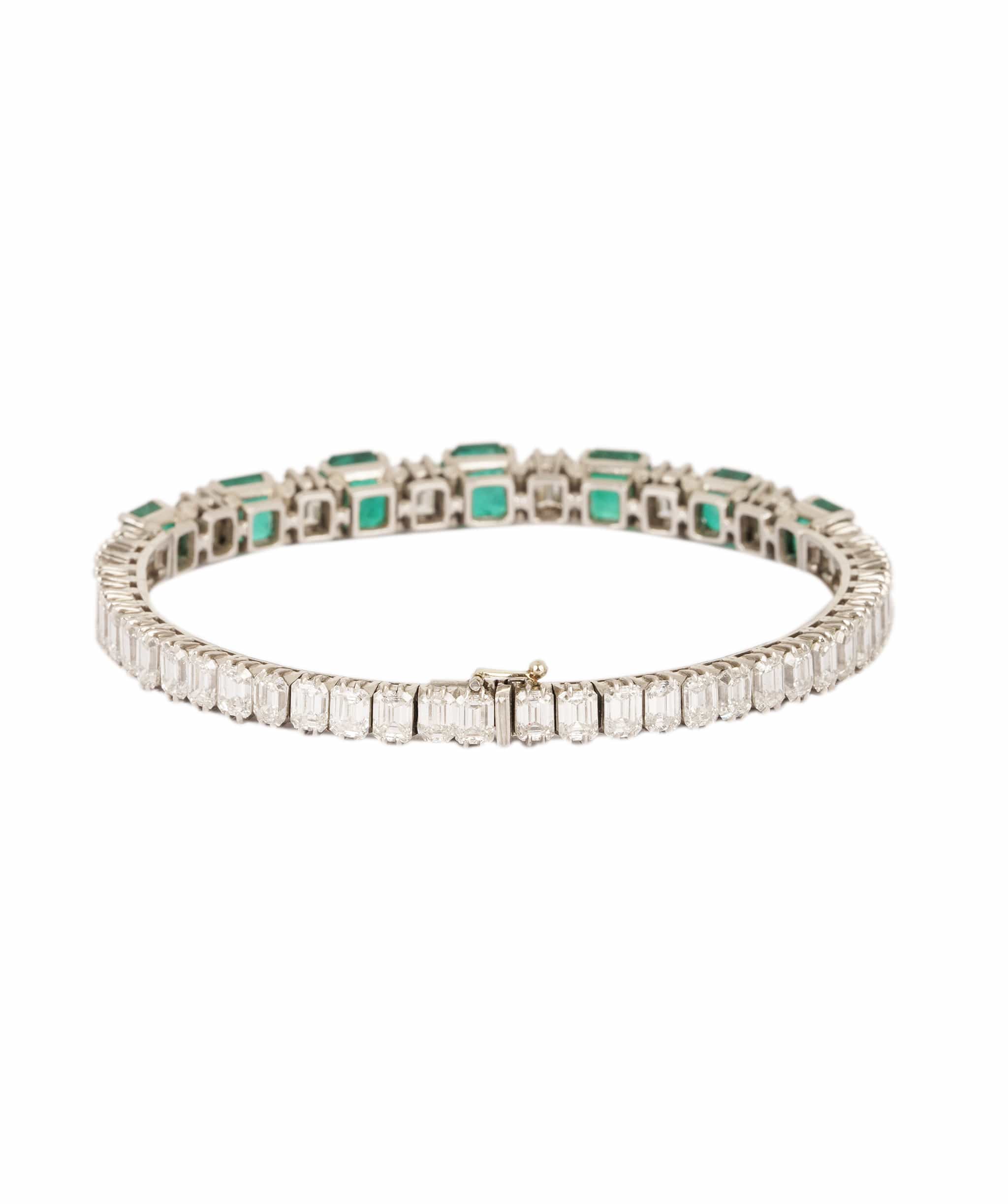 Luxury Promise Art Deco Colombian Emerald and Diamond Bracelet WA24723