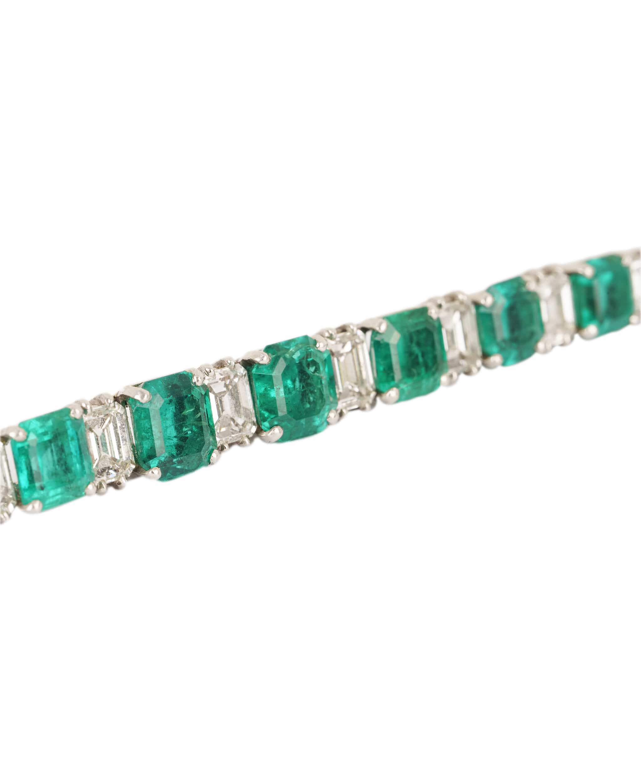 Luxury Promise Art Deco Colombian Emerald and Diamond Bracelet WA24723