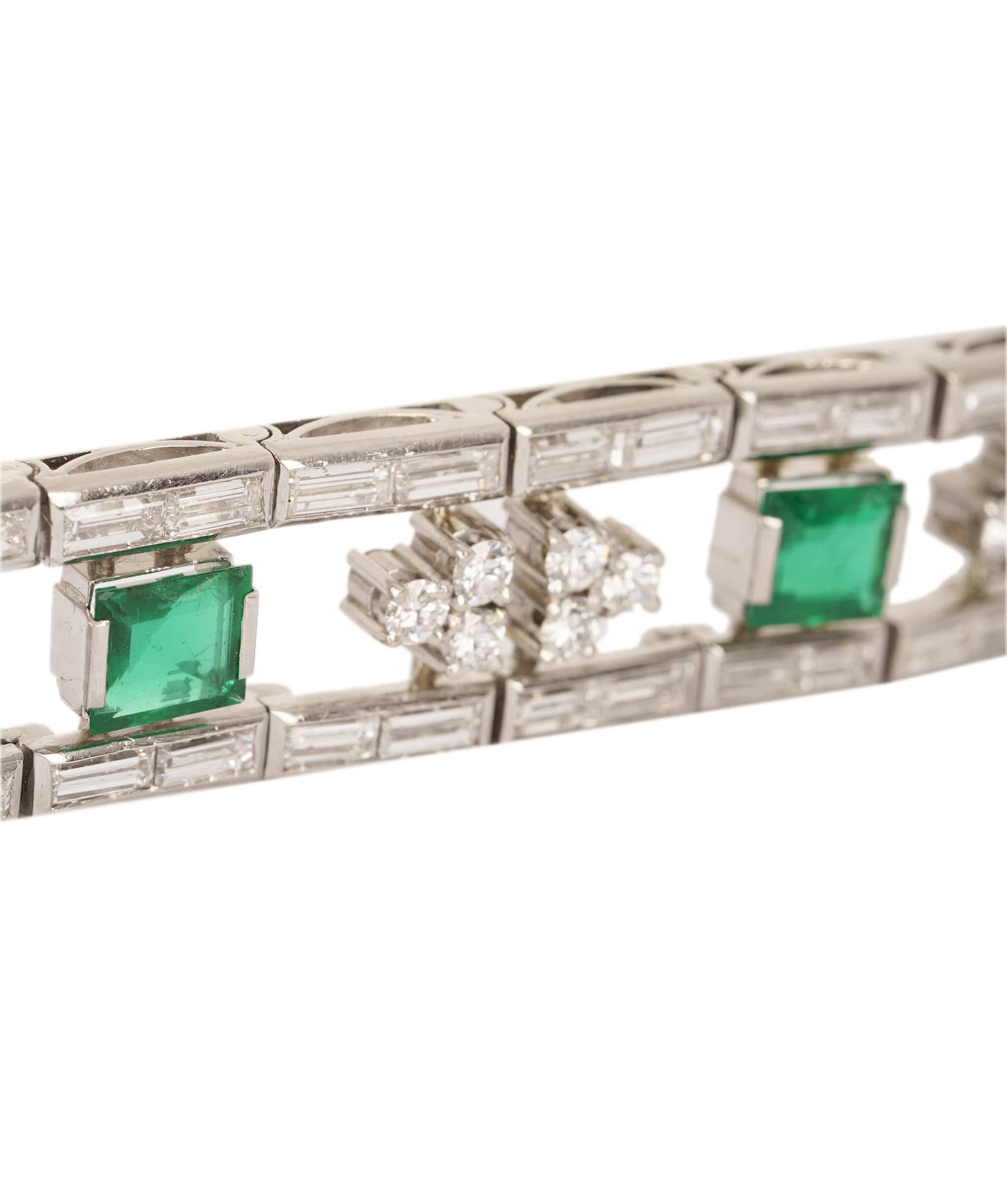 Luxury Promise Art Deco Emerald and Diamond Bracelet WA24493