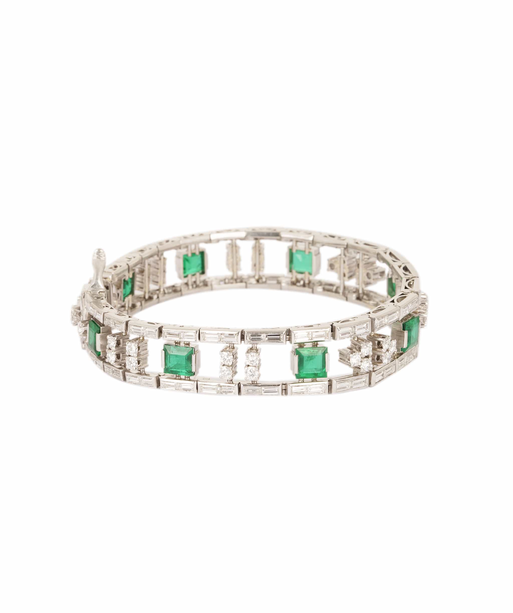 Luxury Promise Art Deco Emerald and Diamond Bracelet WA24493