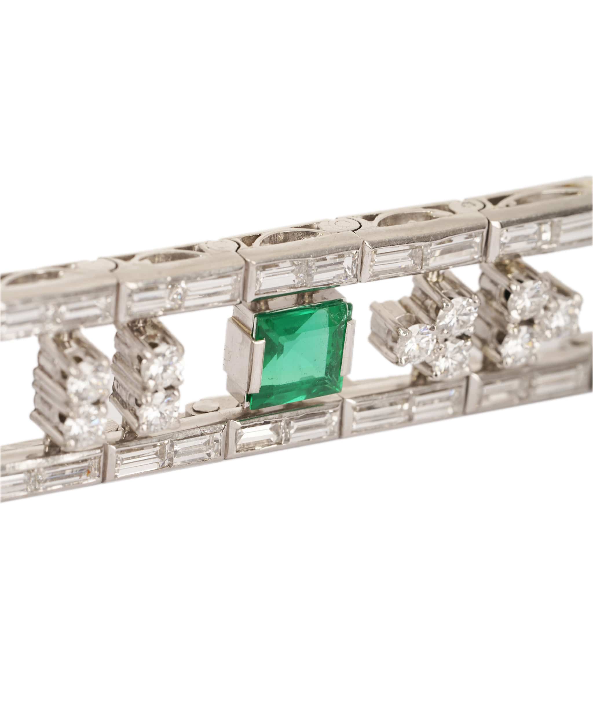 Luxury Promise Art Deco Emerald and Diamond Bracelet WA24493