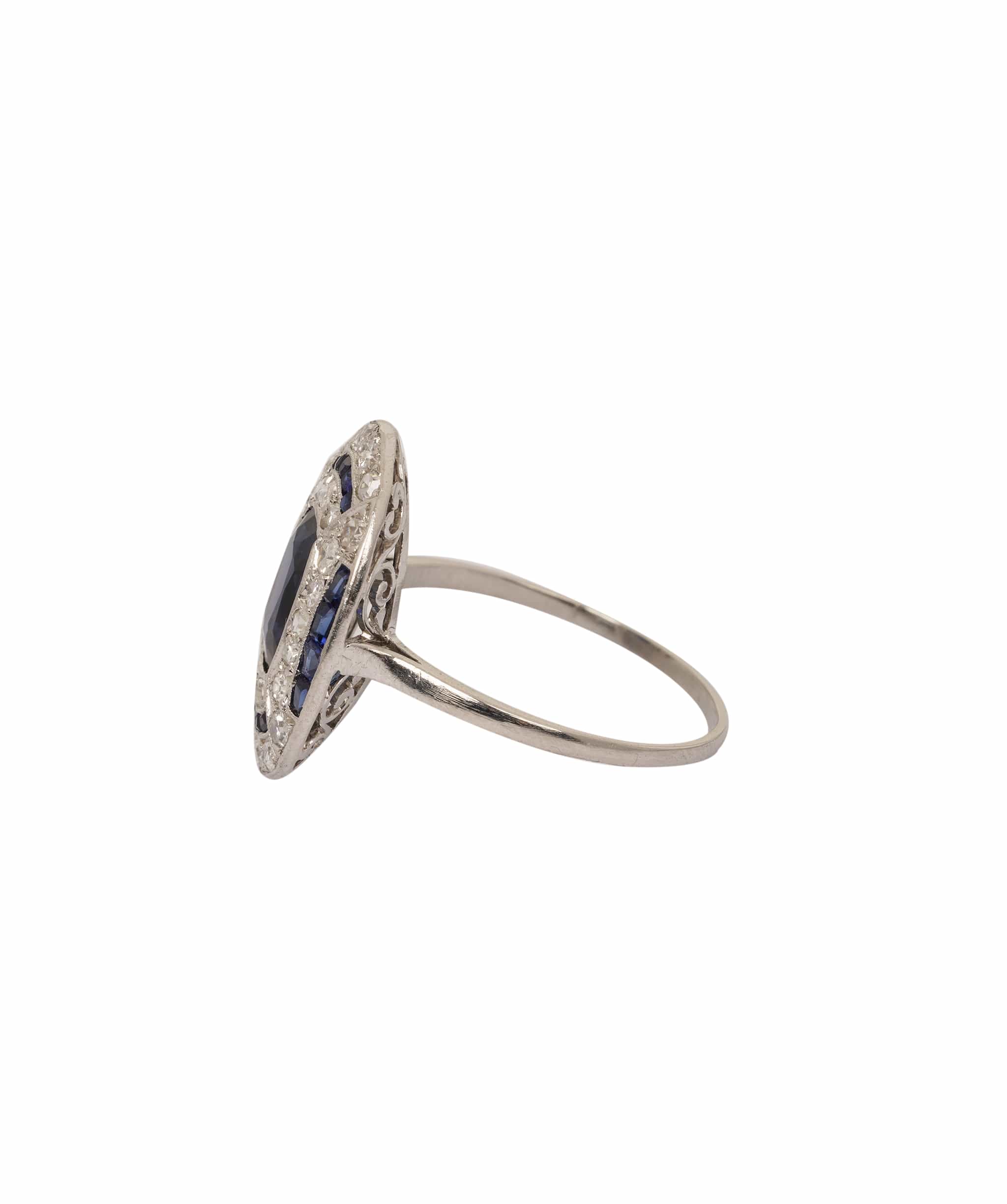 Luxury Promise Art Deco Sapphire and Diamond Ring WA24117