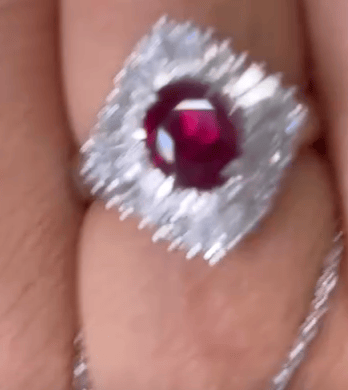 Luxury Promise Ballerina Ruby Diamond Ring in PT900 / R1.036ct / D0.85ct / 5.5US 6298 JJC1021