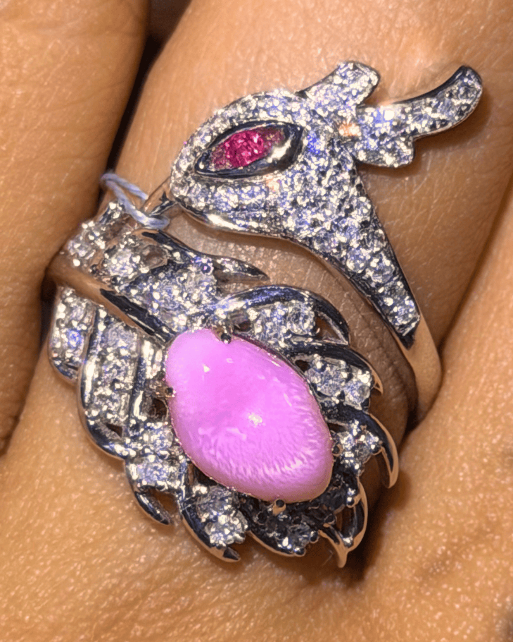 Luxury Promise Baroque Conch Pearl Peacock Motif Ring with Diamond Accents in 18K / 8.1g, PA2.15ct, D0.555ct  698NN JJC0076