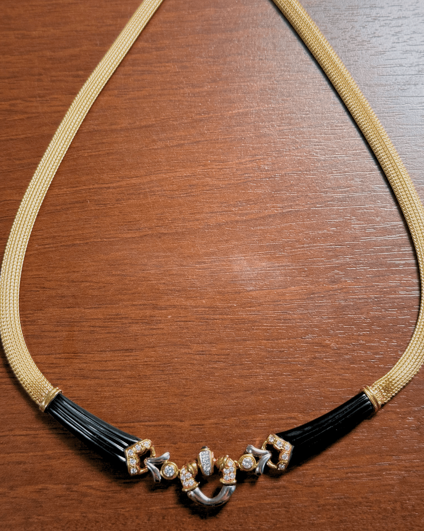 Luxury Promise Black Tubular Collar Necklace with Diamonds in 18K / 30.3g  5943  JJC0171