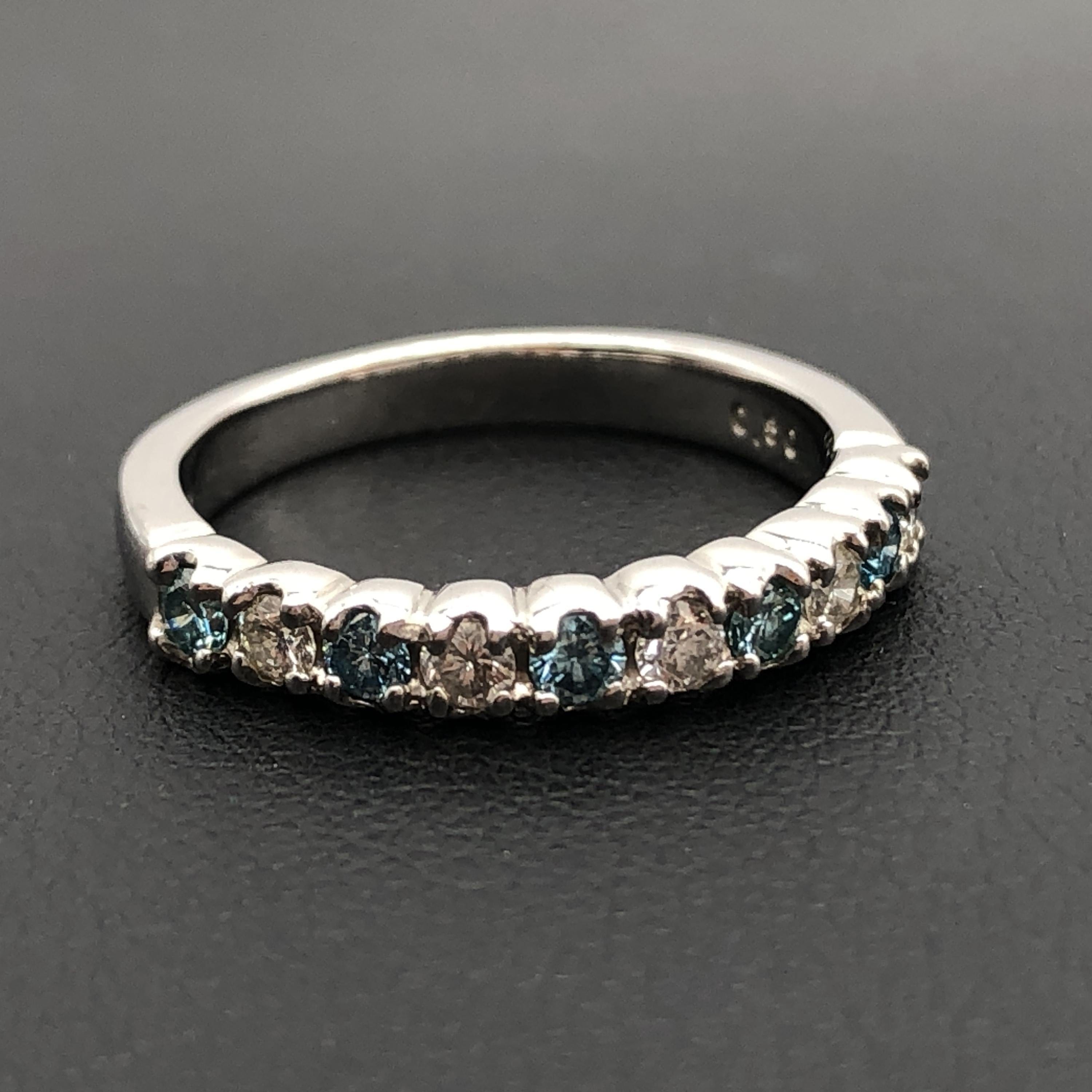 Luxury Promise Blue Diamond & Diamond Ring, D(0.50ct), PT900, 4.9g, US Size 6 ALC3350