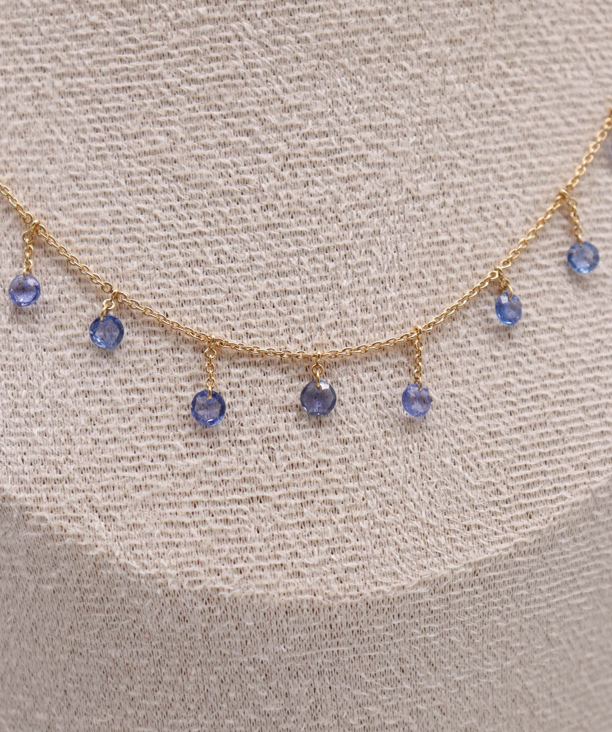 LUXURY PROMISE BLUE SAPPHIRE OS (H) NECKLACE TW:2.50CT GOLD:2.76G C11650