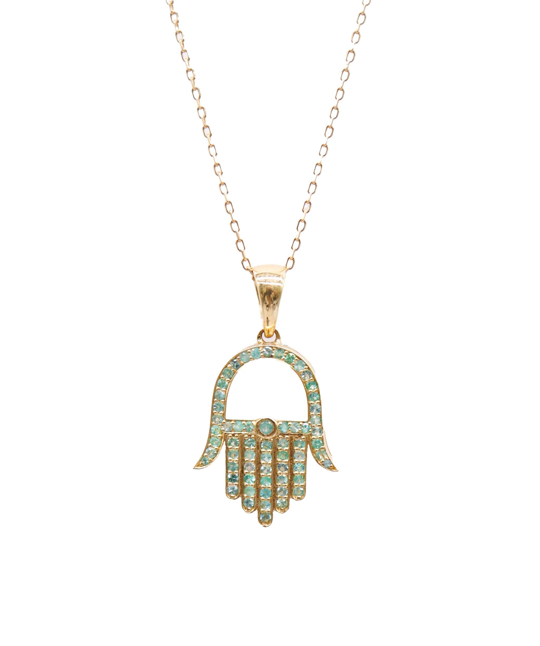 Luxury Promise Brazilian Paraiba protection Hand Necklace  DXBS5672